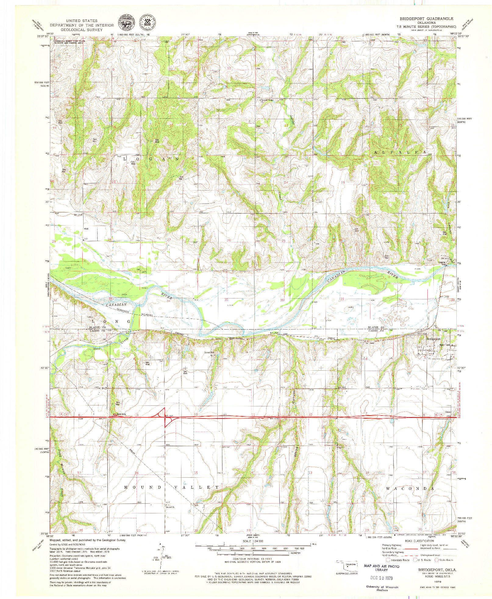 USGS 1:24000-SCALE QUADRANGLE FOR BRIDGEPORT, OK 1979