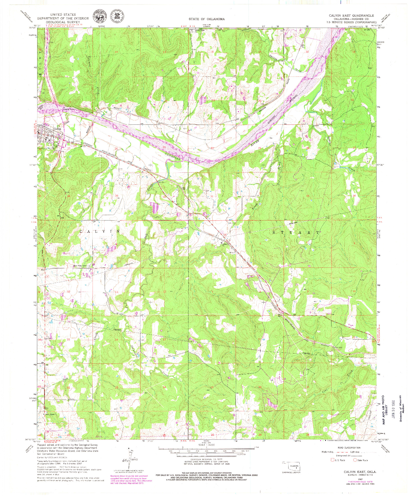 USGS 1:24000-SCALE QUADRANGLE FOR CALVIN EAST, OK 1967