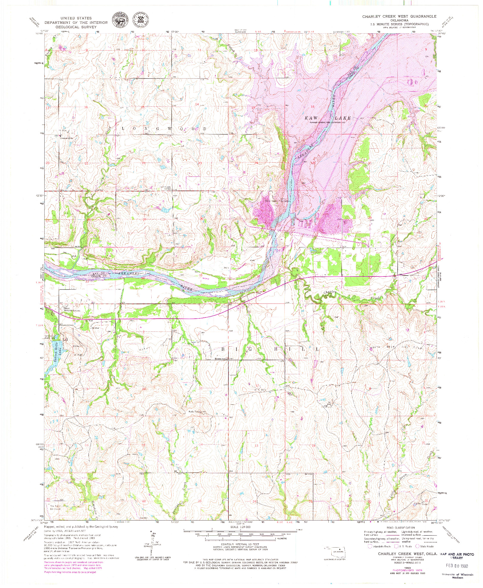 USGS 1:24000-SCALE QUADRANGLE FOR CHARLEY CREEK WEST, OK 1963