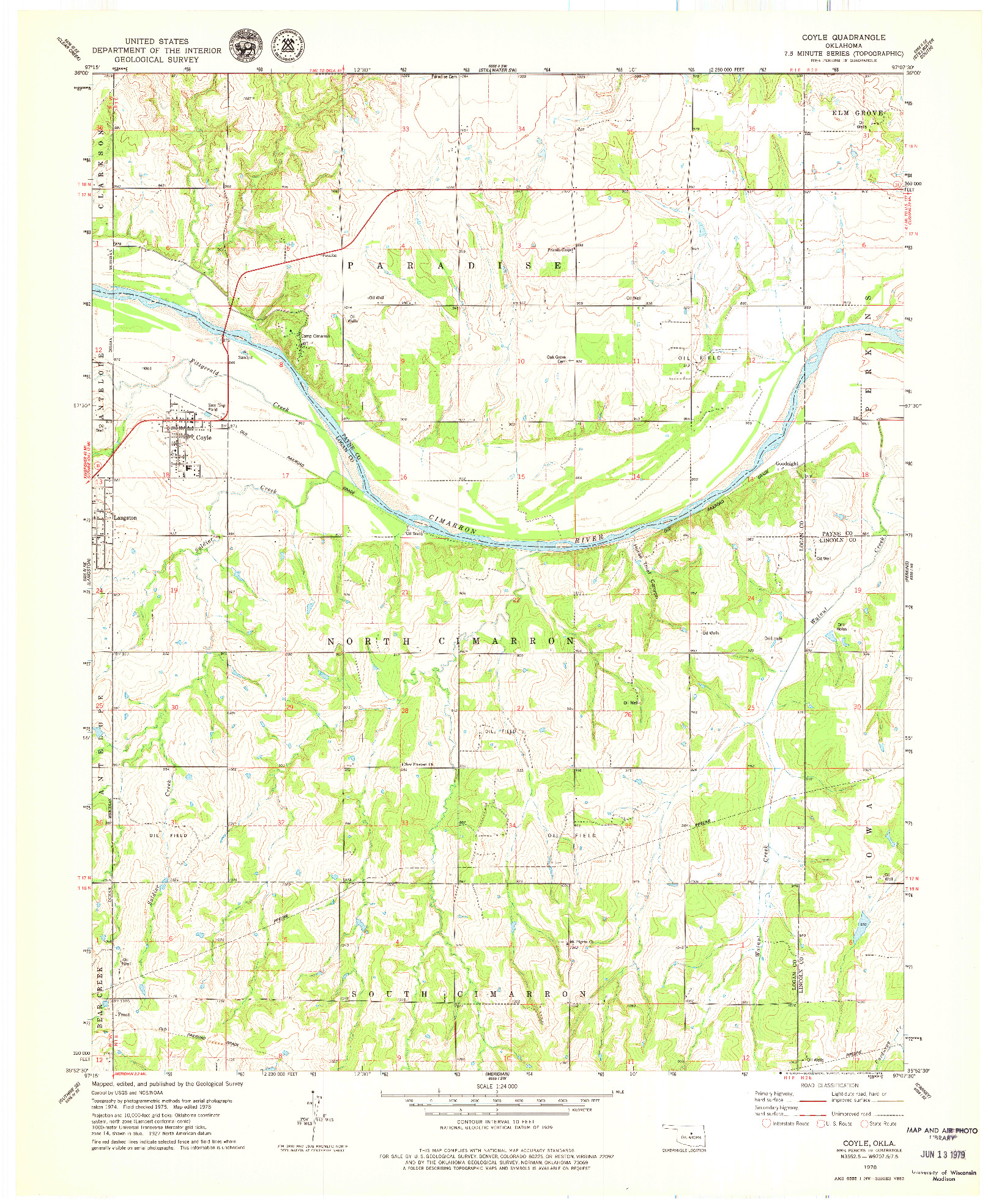 USGS 1:24000-SCALE QUADRANGLE FOR COYLE, OK 1978