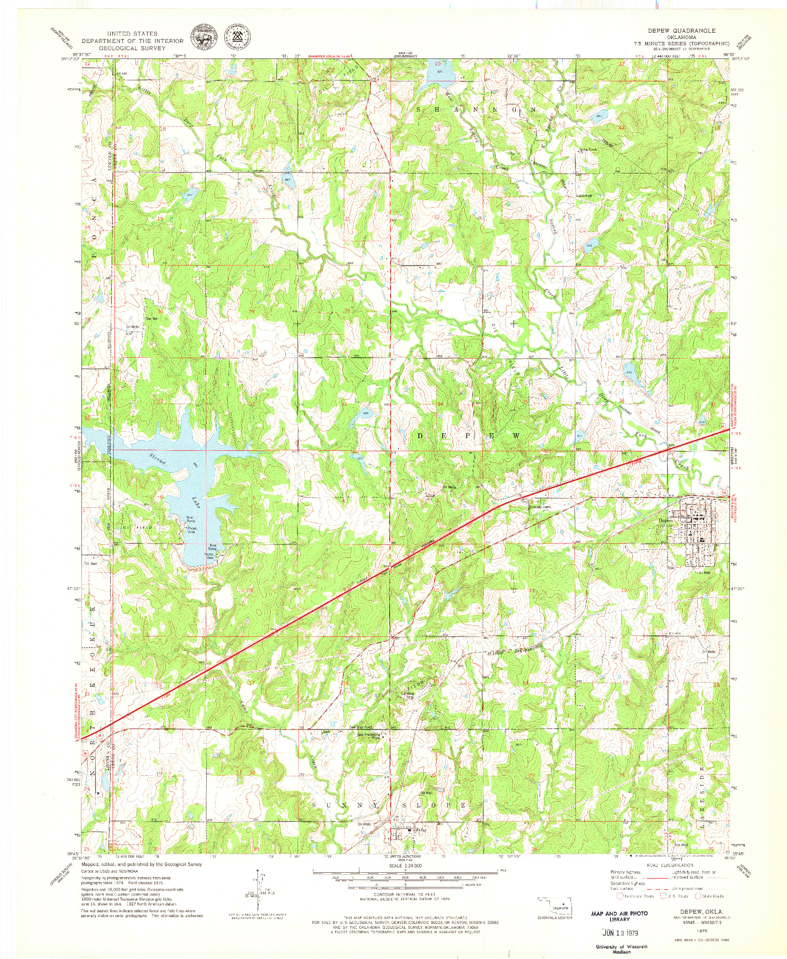 USGS 1:24000-SCALE QUADRANGLE FOR DEPEW, OK 1975