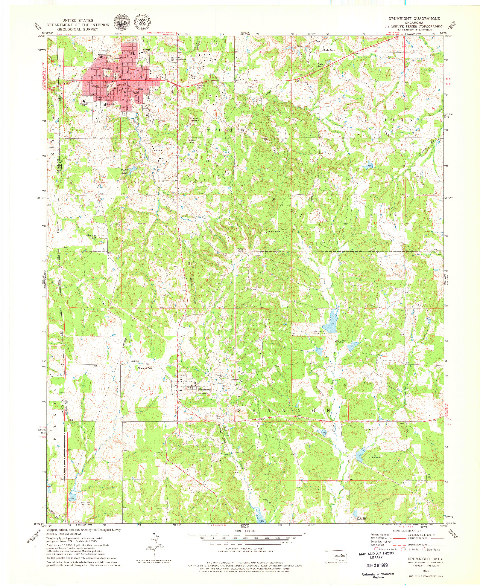 USGS 1:24000-SCALE QUADRANGLE FOR DRUMRIGHT, OK 1975