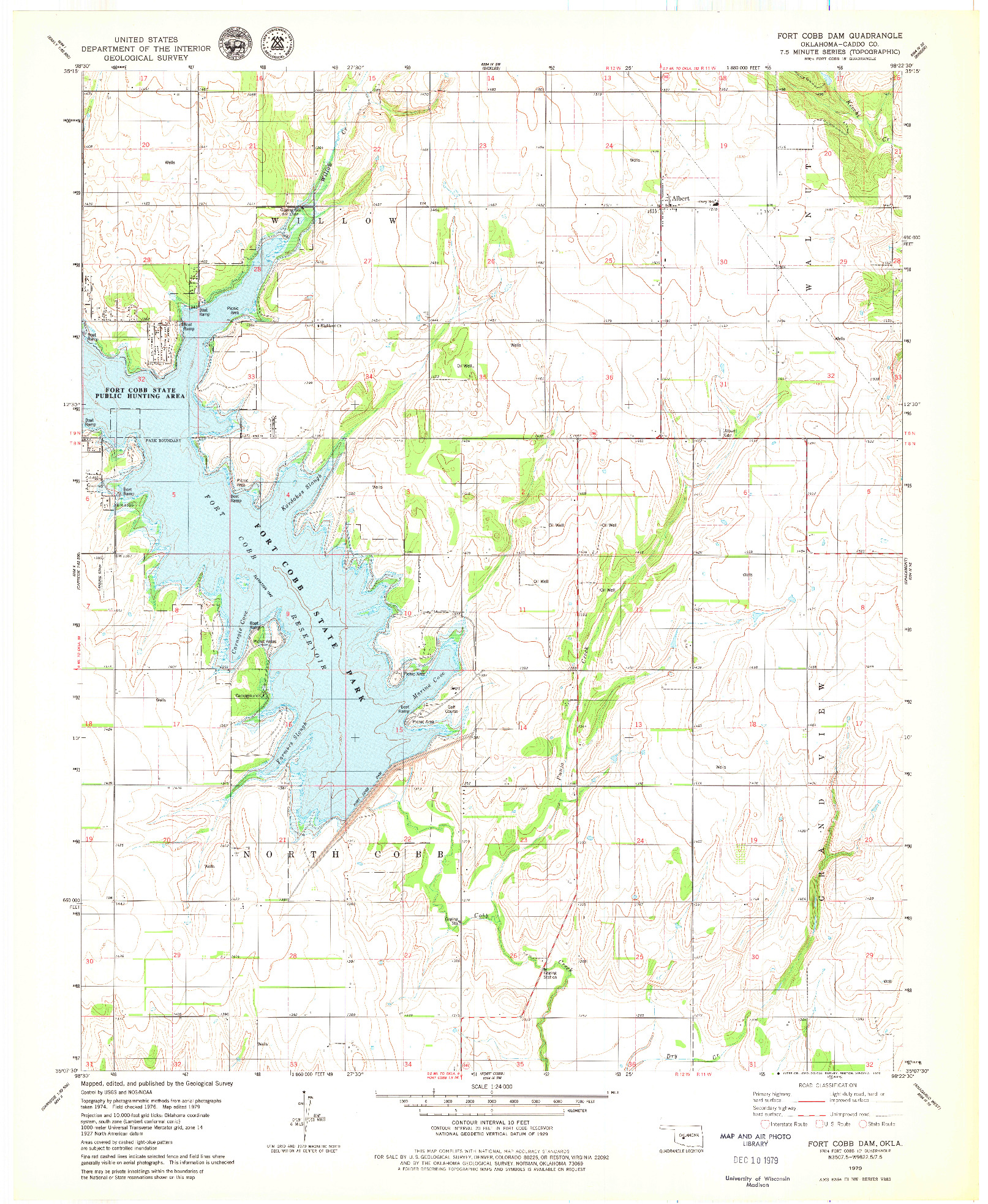 USGS 1:24000-SCALE QUADRANGLE FOR FORT COBB DAM, OK 1979