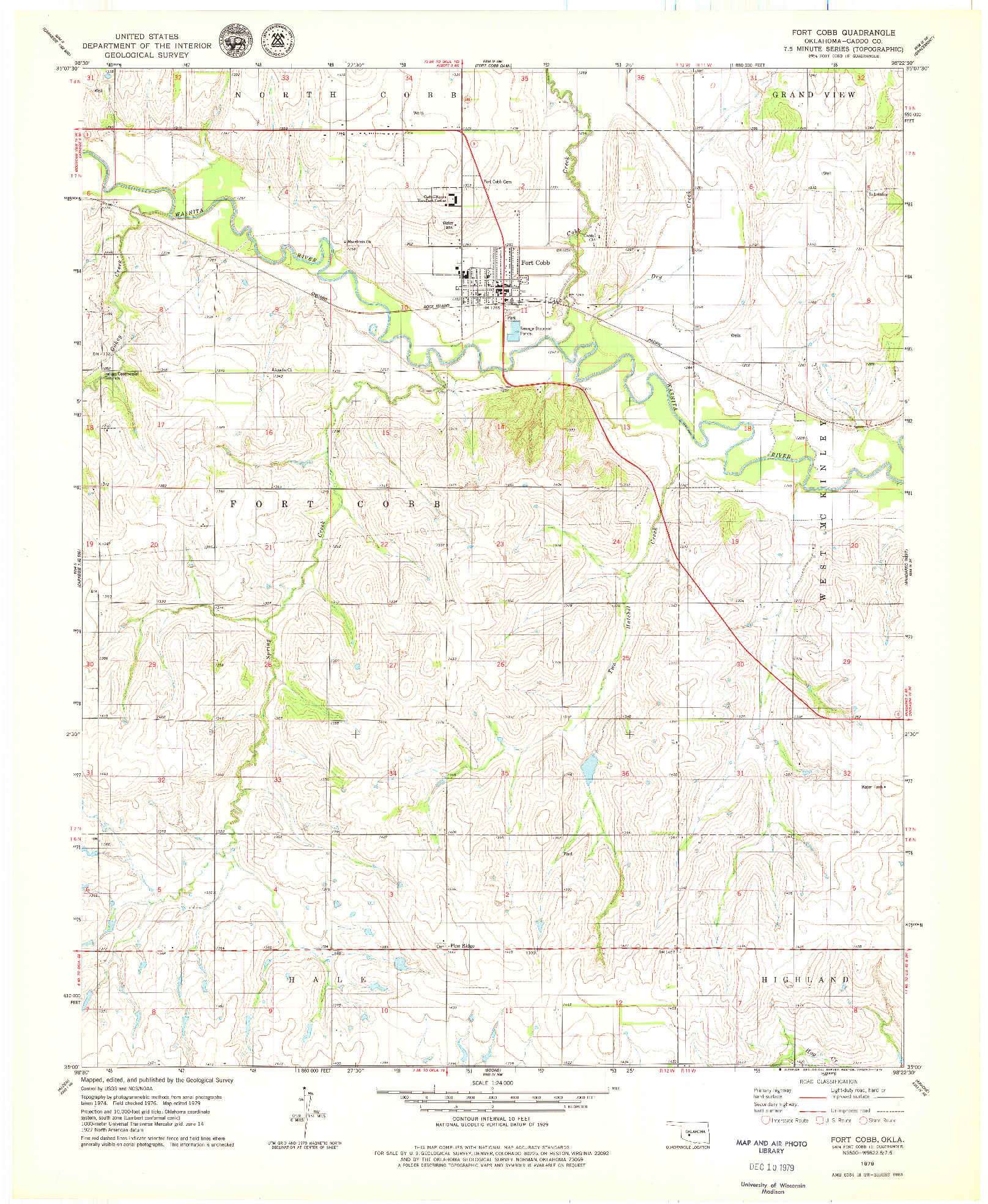 USGS 1:24000-SCALE QUADRANGLE FOR FORT COBB, OK 1979