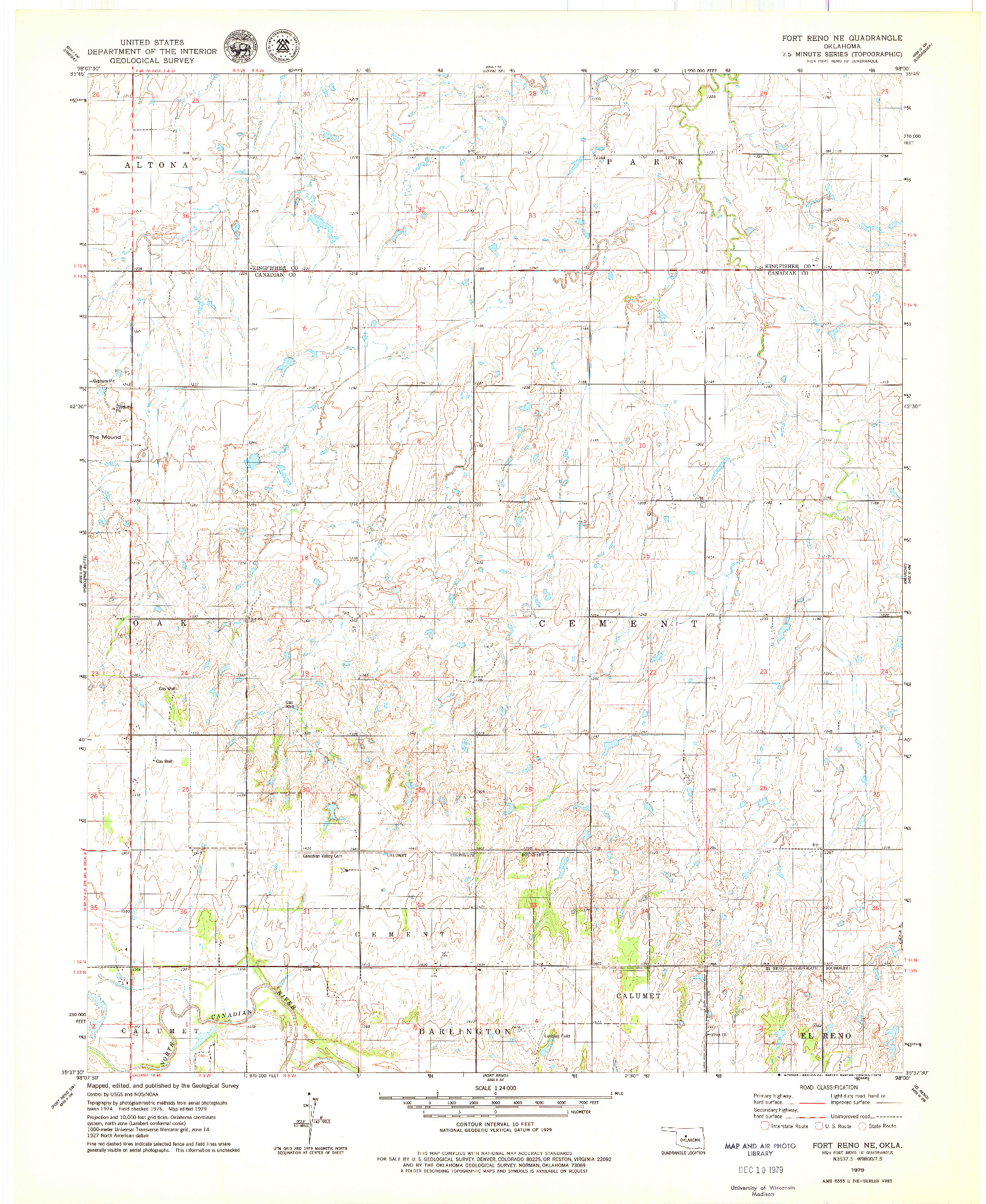 USGS 1:24000-SCALE QUADRANGLE FOR FORT RENO NE, OK 1979