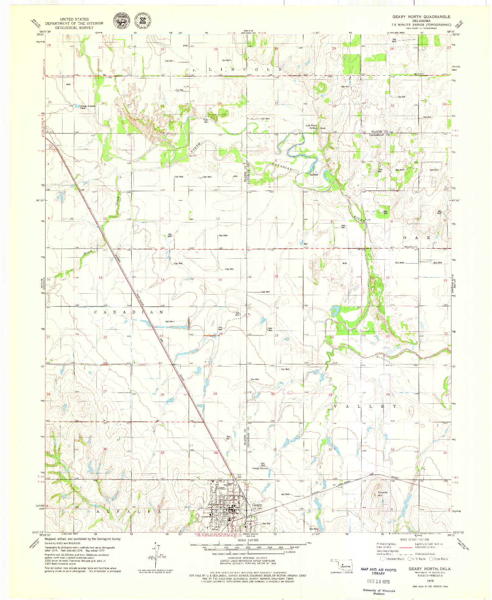 USGS 1:24000-SCALE QUADRANGLE FOR GEARY NORTH, OK 1979
