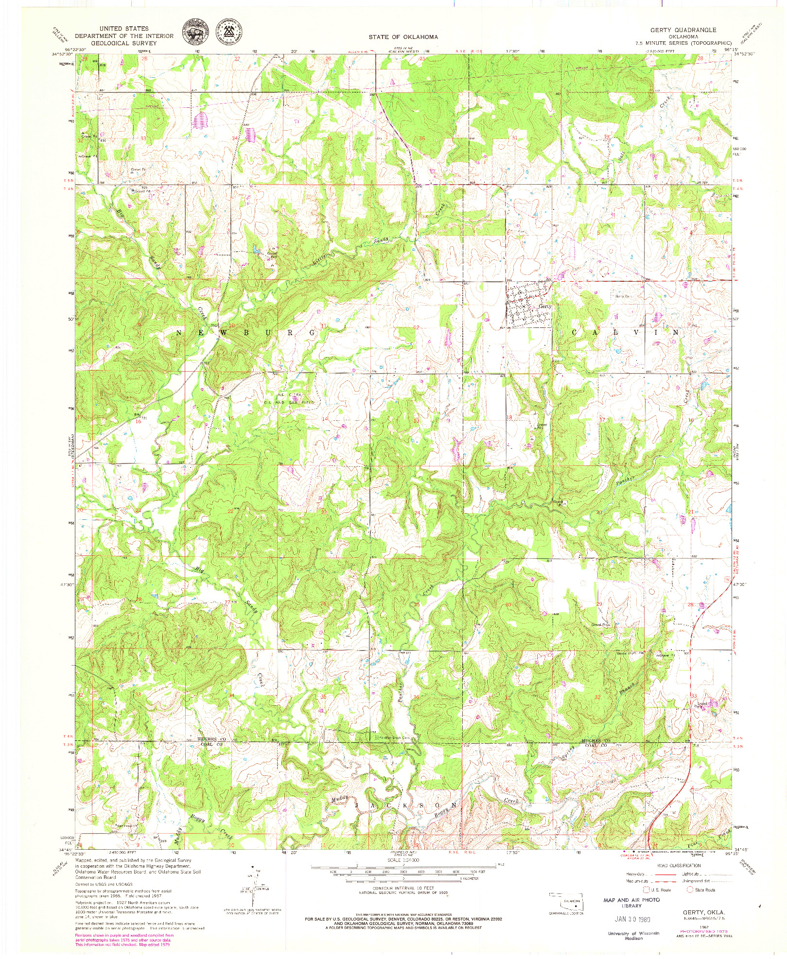 USGS 1:24000-SCALE QUADRANGLE FOR GERTY, OK 1967