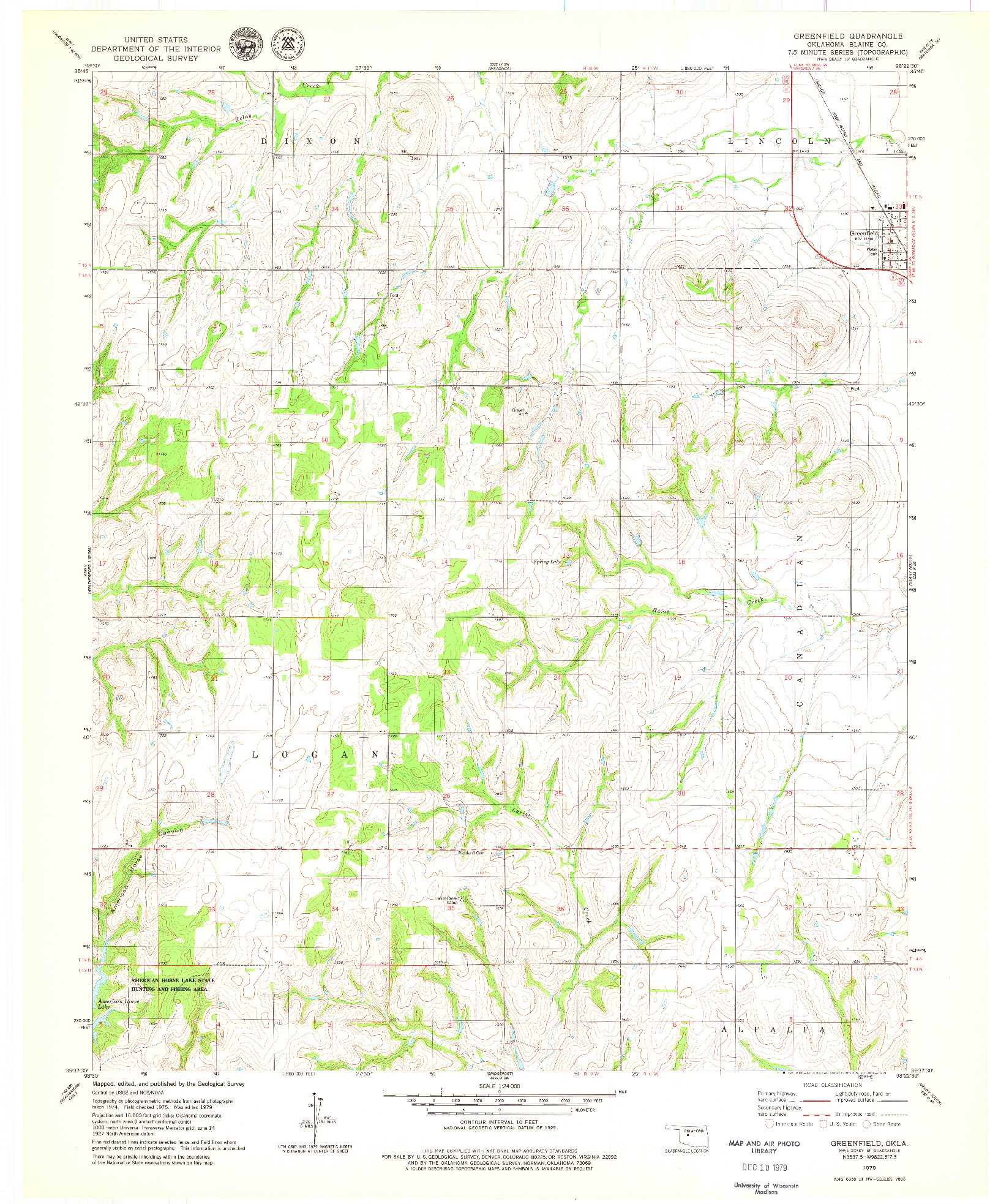 USGS 1:24000-SCALE QUADRANGLE FOR GREENFIELD, OK 1979