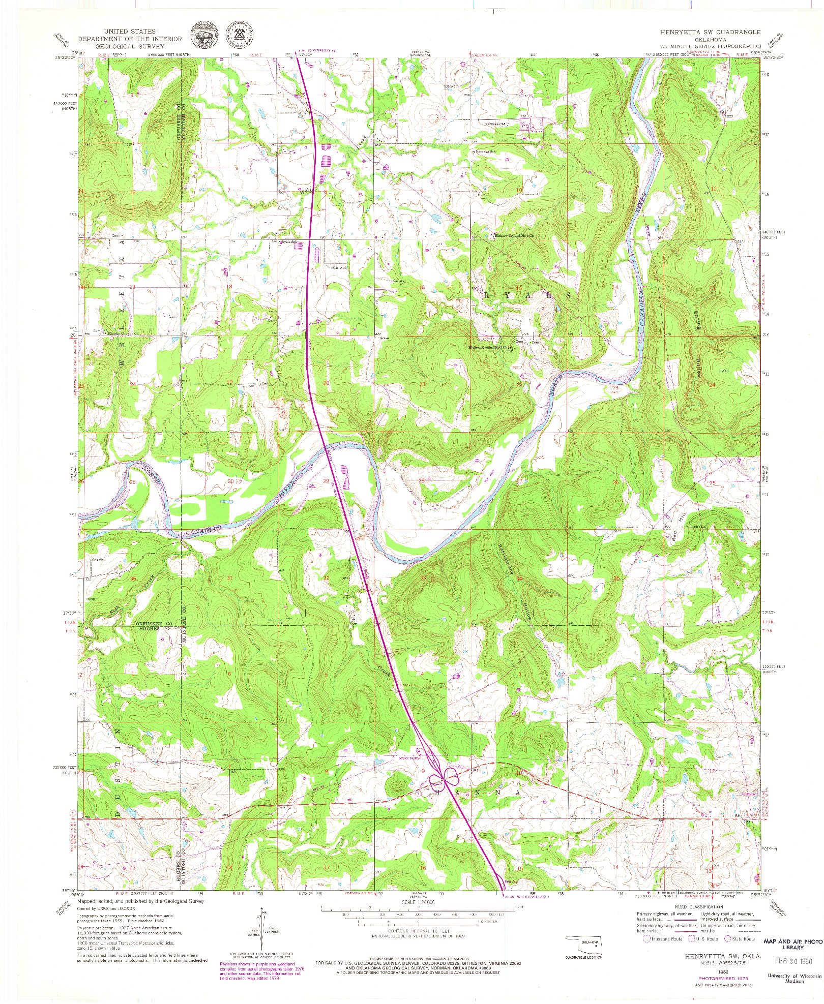 USGS 1:24000-SCALE QUADRANGLE FOR HENRYETTA SW, OK 1962