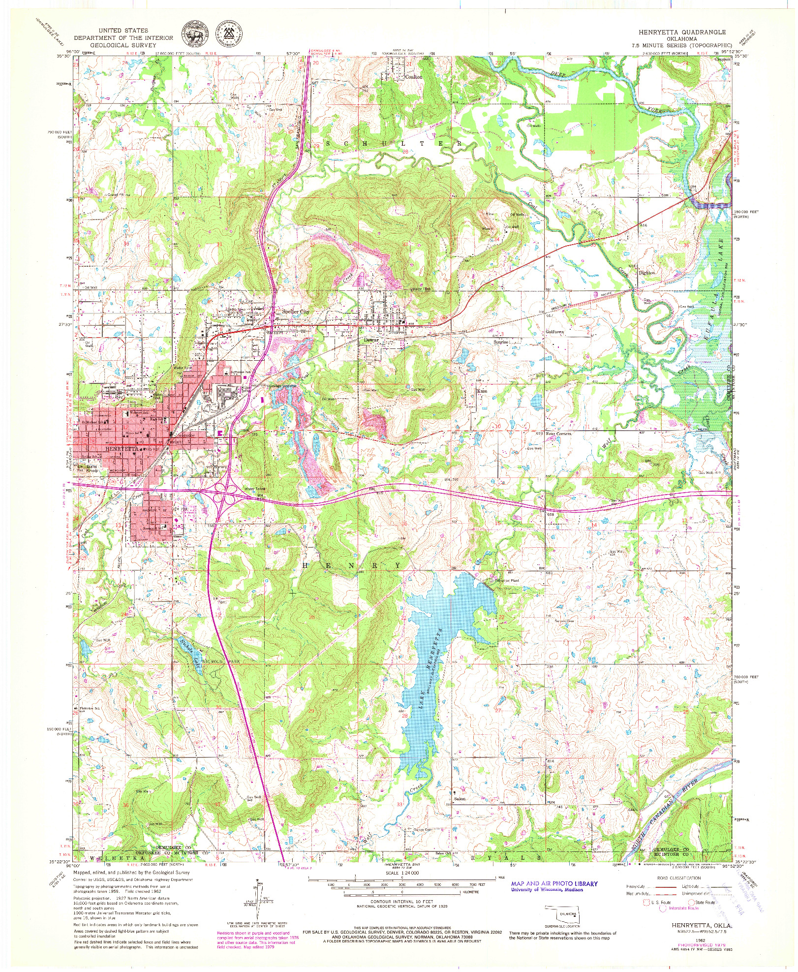 USGS 1:24000-SCALE QUADRANGLE FOR HENRYETTA, OK 1962