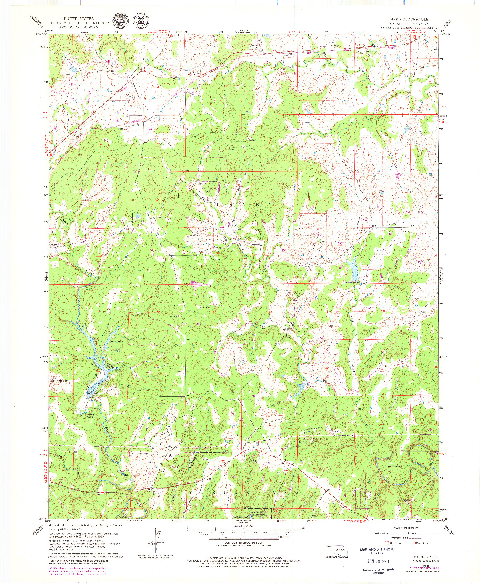 USGS 1:24000-SCALE QUADRANGLE FOR HERD, OK 1960