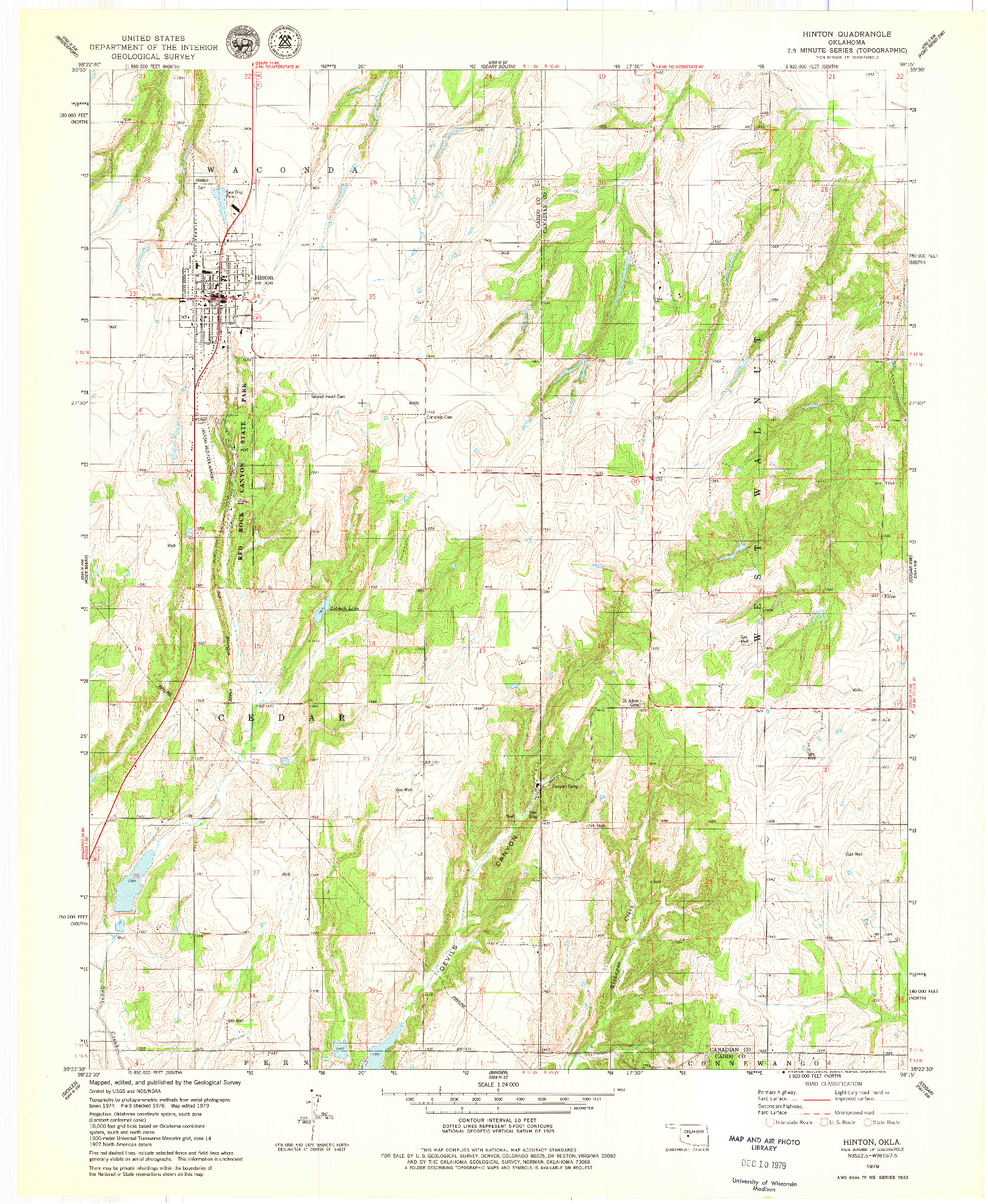 USGS 1:24000-SCALE QUADRANGLE FOR HINTON, OK 1979