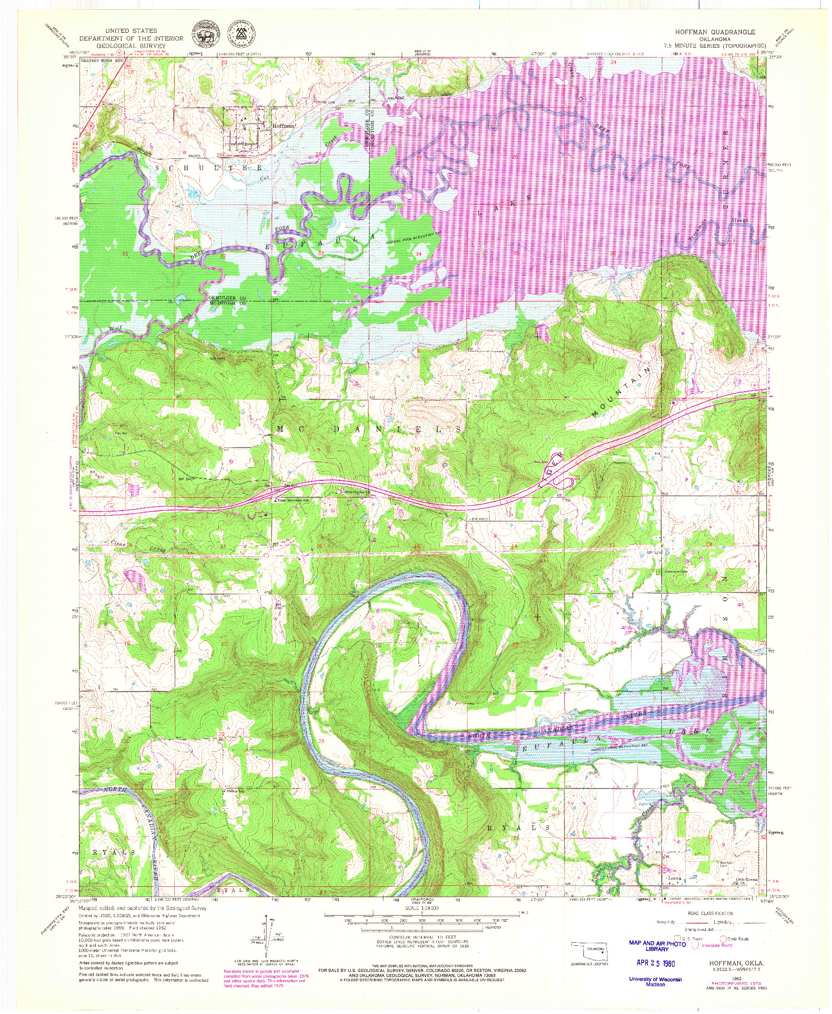 USGS 1:24000-SCALE QUADRANGLE FOR HOFFMAN, OK 1962