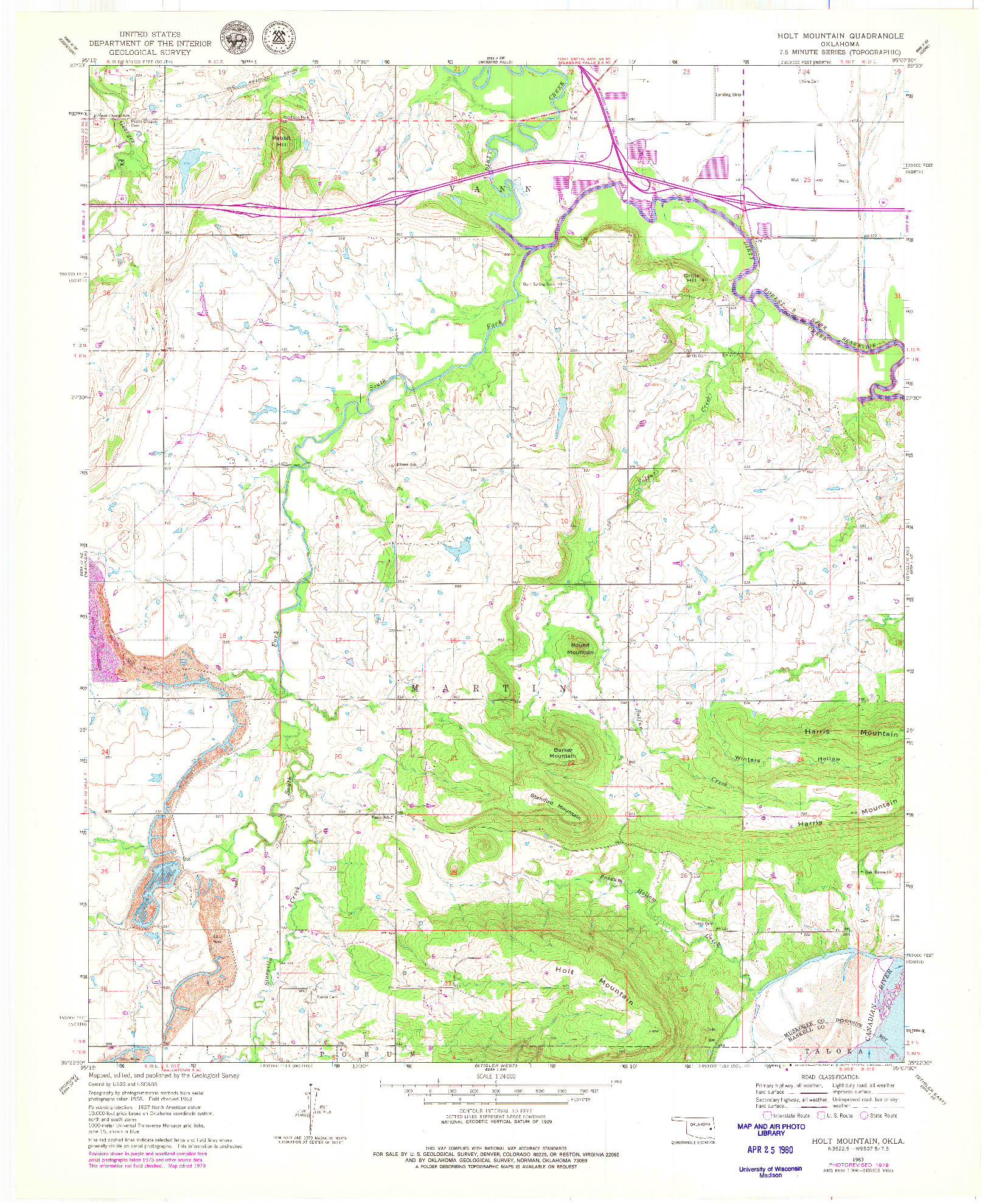 USGS 1:24000-SCALE QUADRANGLE FOR HOLT MOUNTAIN, OK 1963