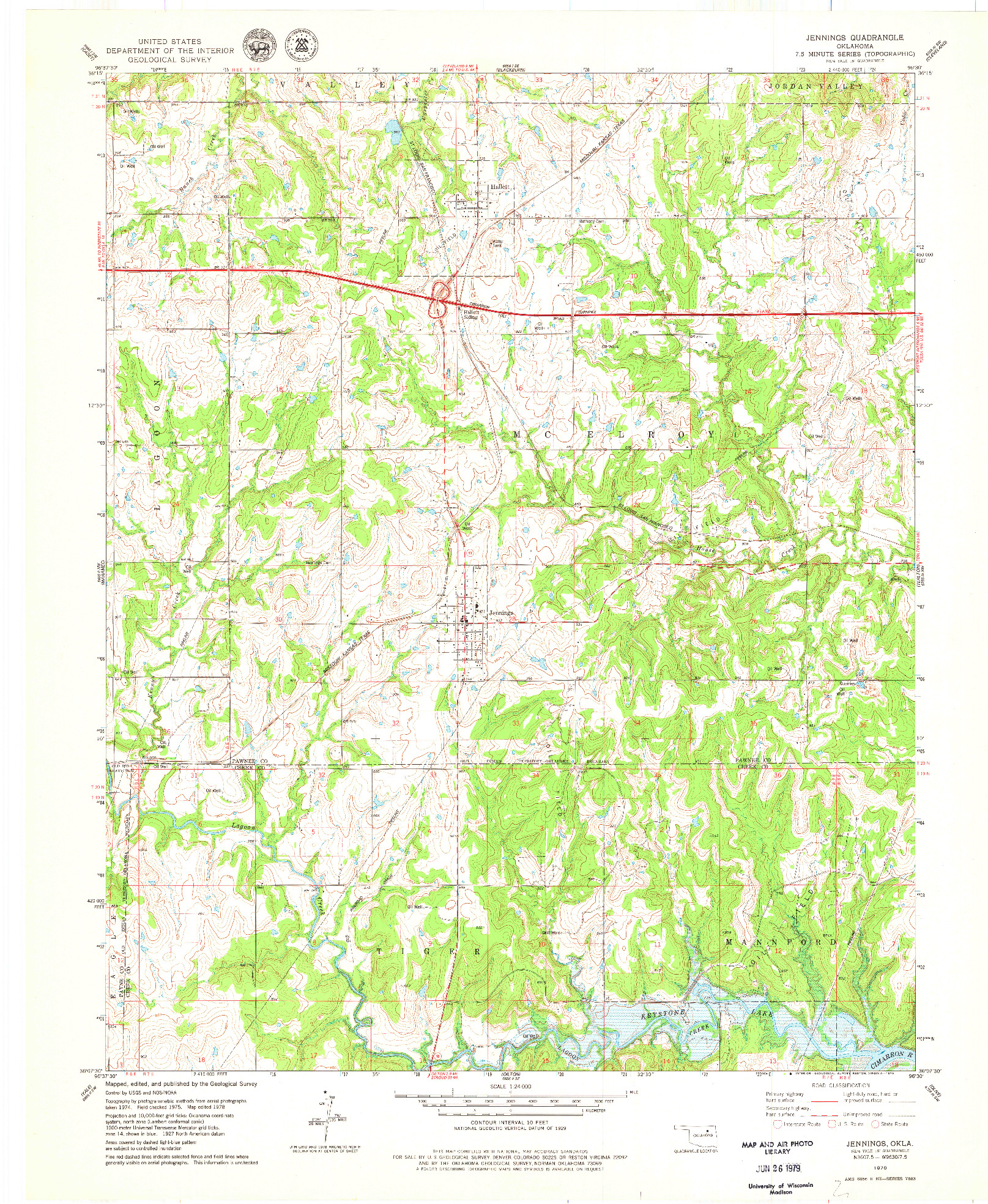 USGS 1:24000-SCALE QUADRANGLE FOR JENNINGS, OK 1978