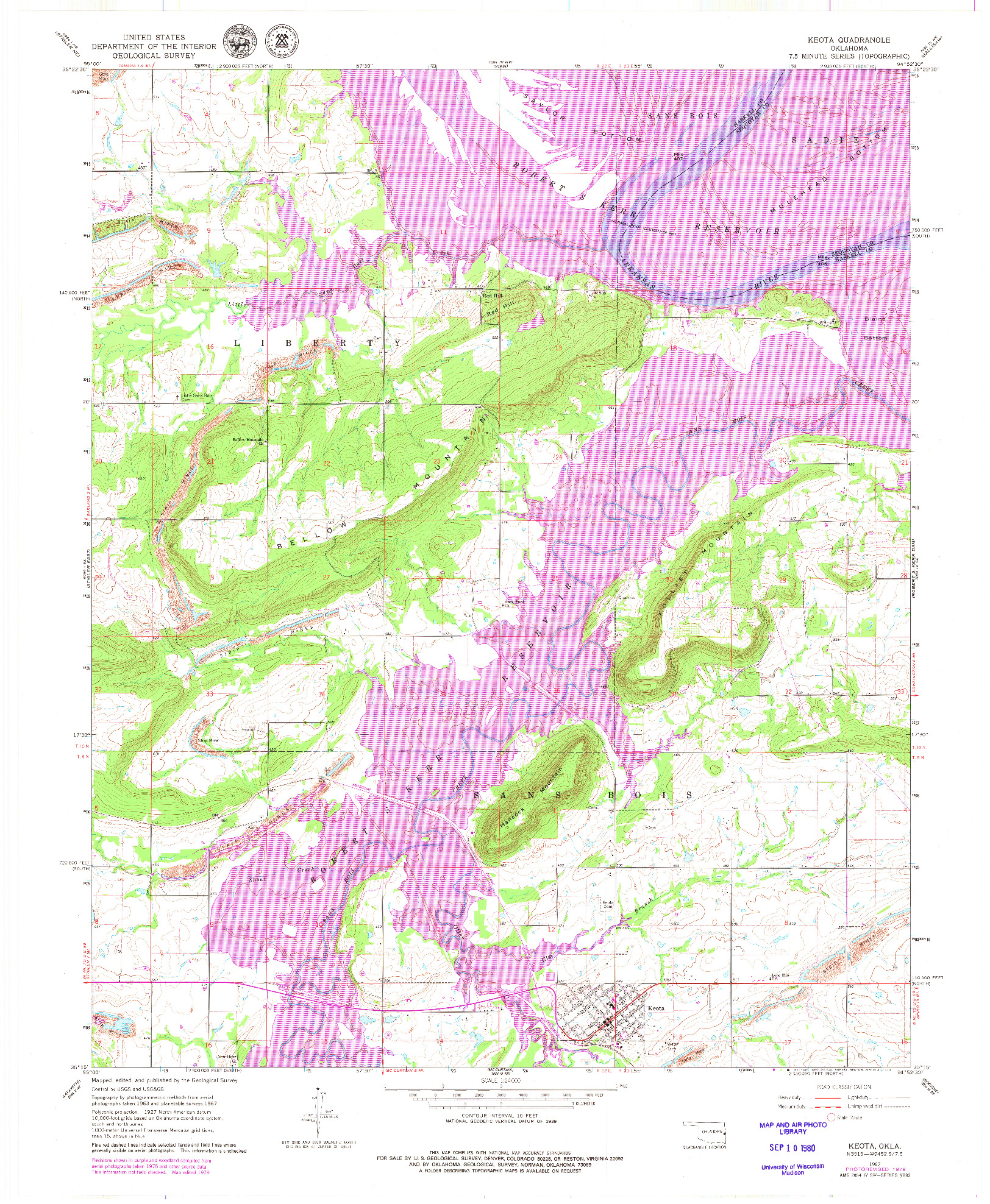 USGS 1:24000-SCALE QUADRANGLE FOR KEOTA, OK 1967