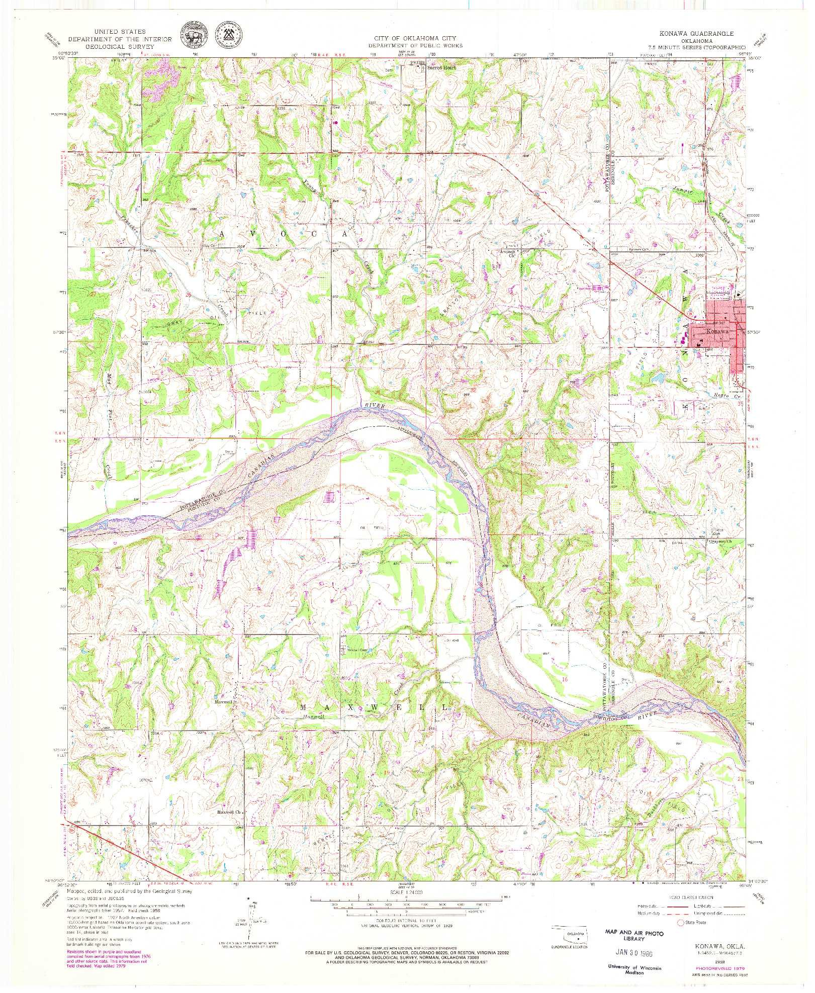 USGS 1:24000-SCALE QUADRANGLE FOR KONAWA, OK 1958