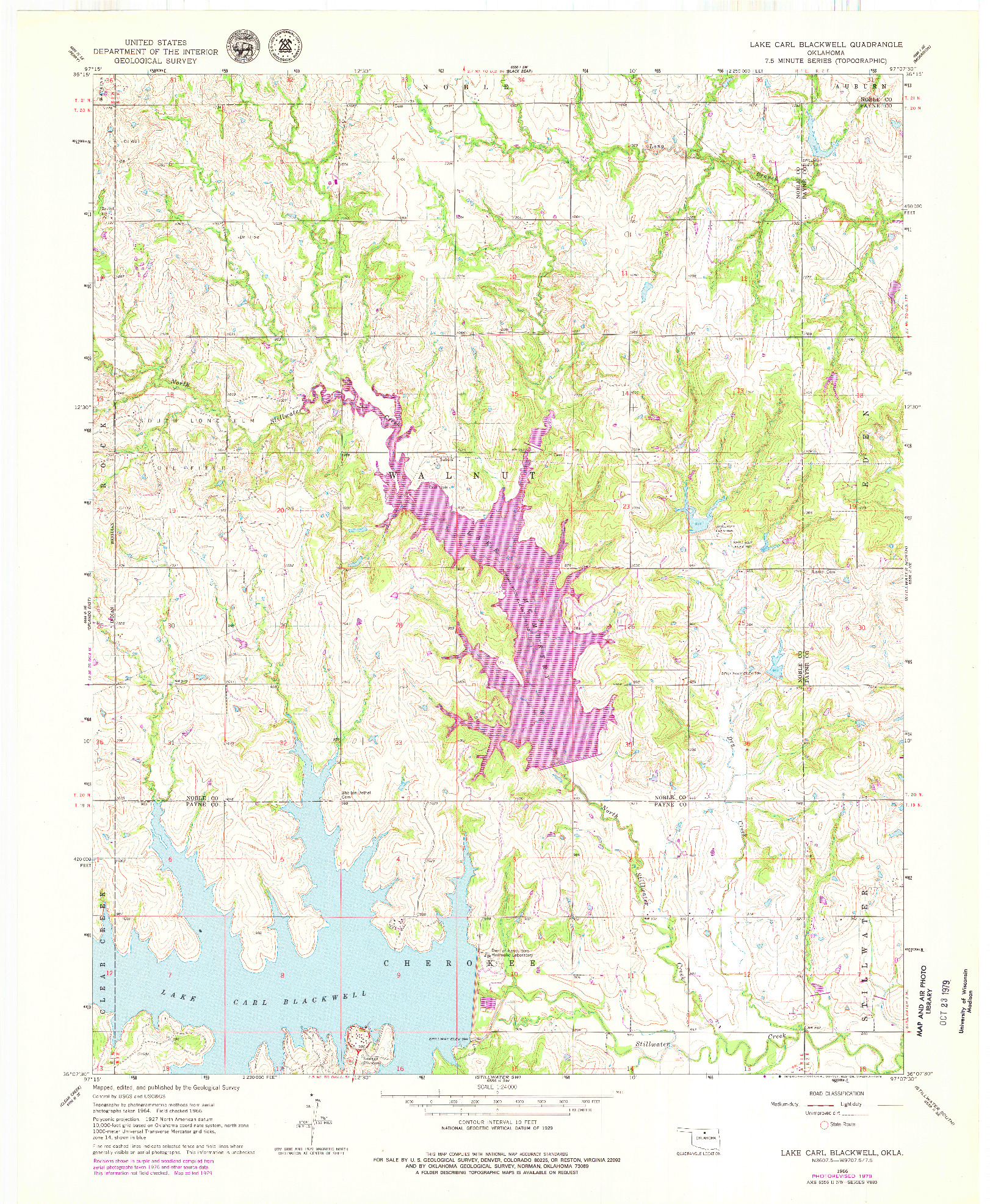 USGS 1:24000-SCALE QUADRANGLE FOR LAKE CARL BLACKWELL, OK 1966