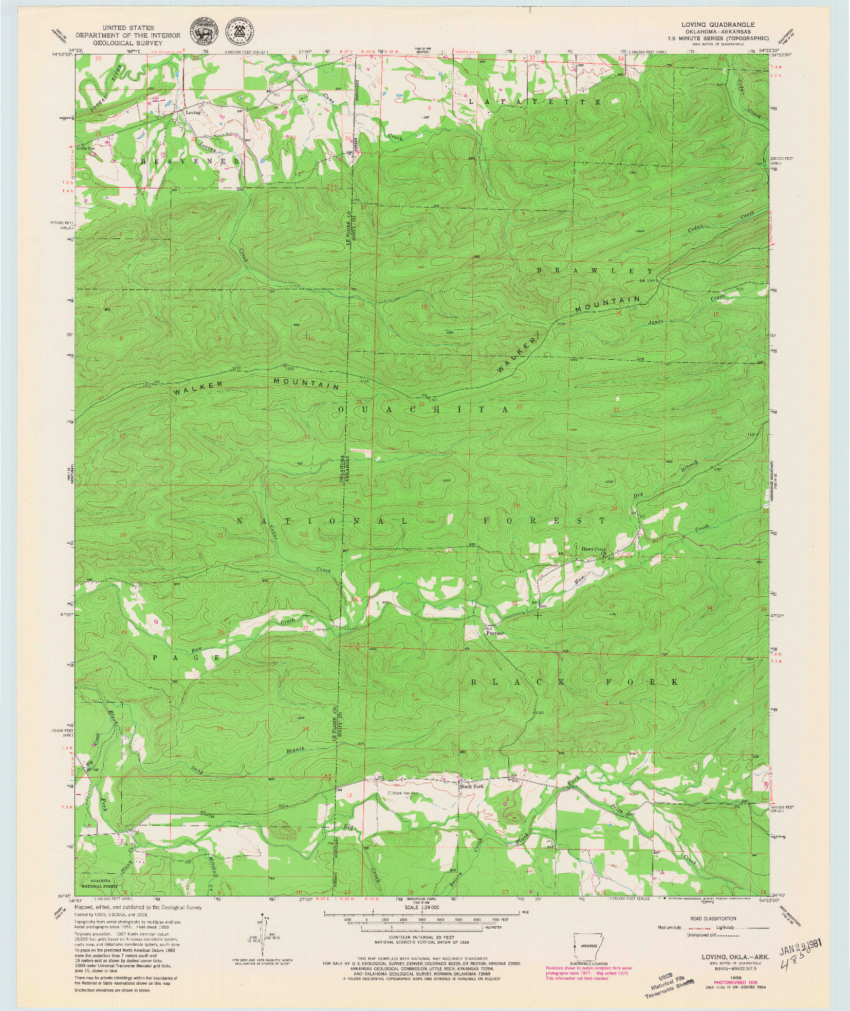 USGS 1:24000-SCALE QUADRANGLE FOR LOVING, OK 1958