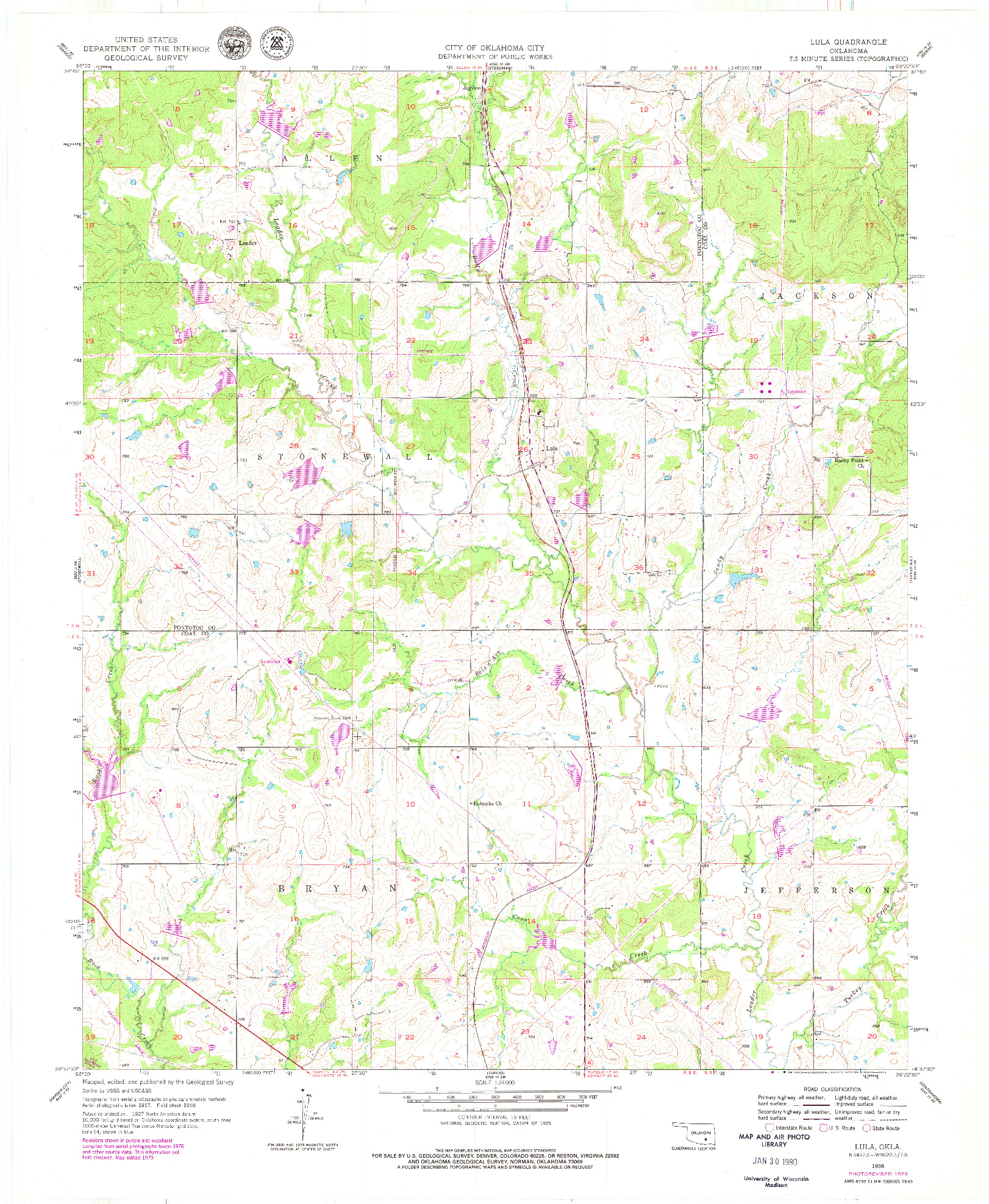 USGS 1:24000-SCALE QUADRANGLE FOR LULA, OK 1958