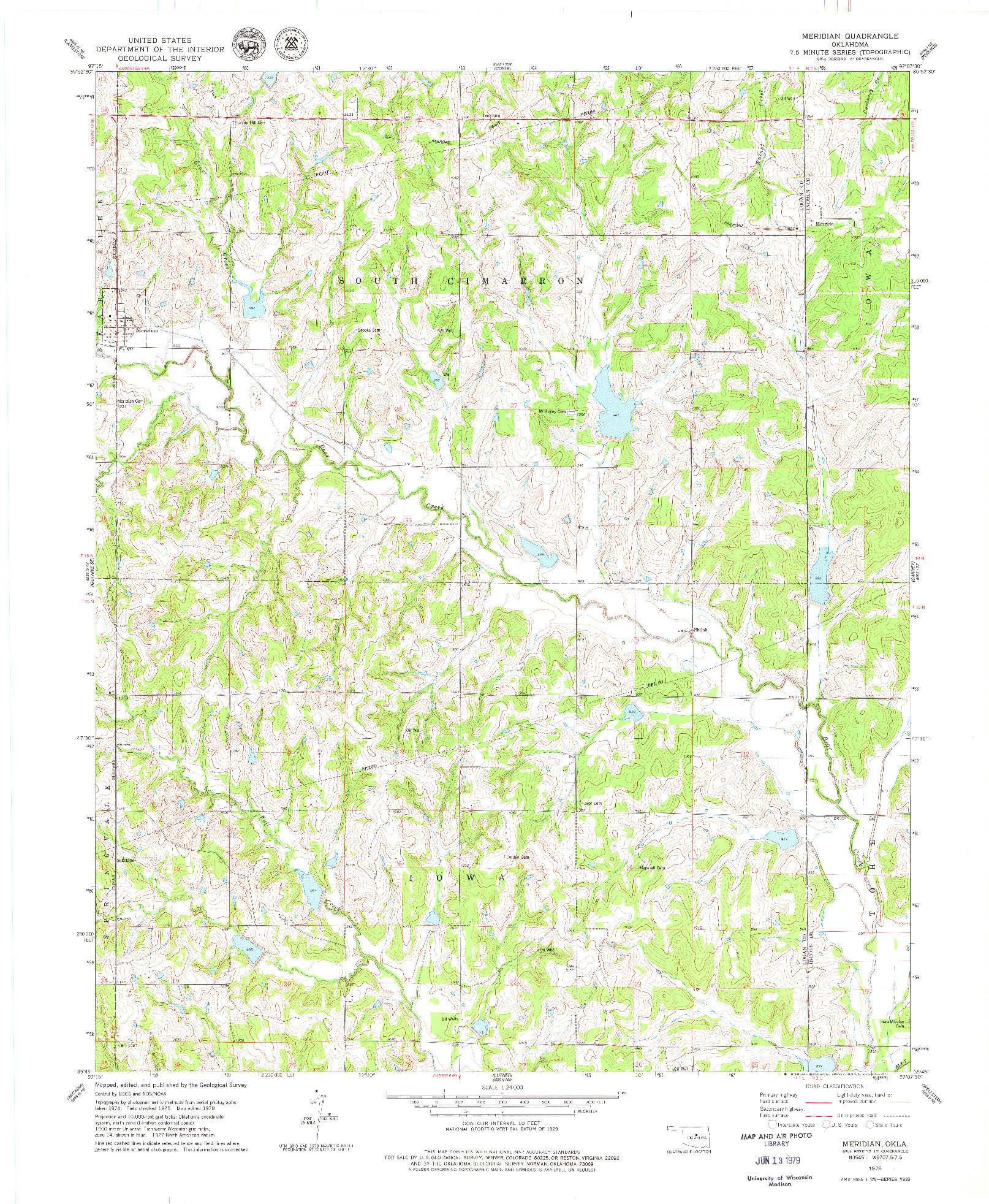 USGS 1:24000-SCALE QUADRANGLE FOR MERIDIAN, OK 1978