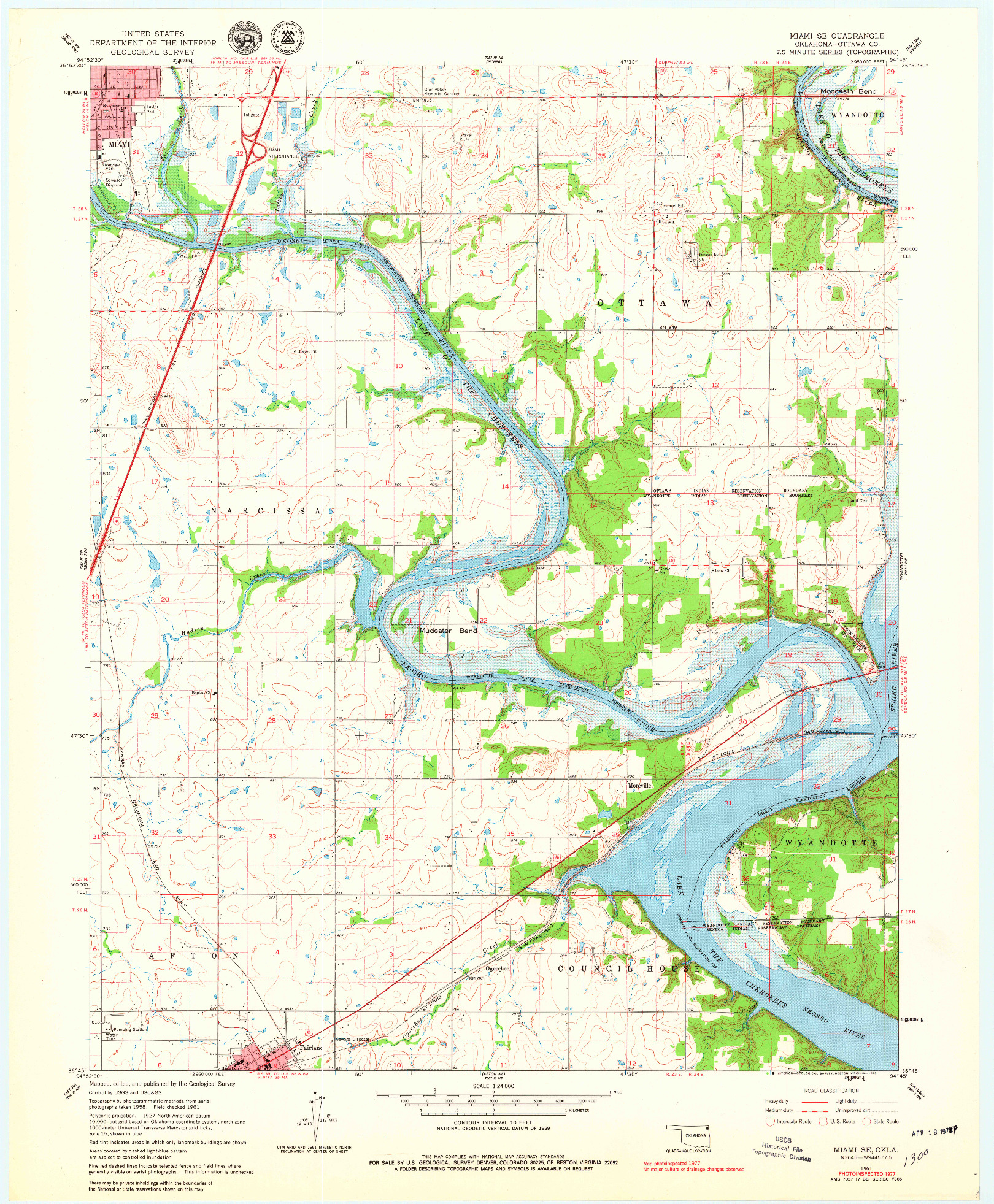 USGS 1:24000-SCALE QUADRANGLE FOR MIAMI SE, OK 1961