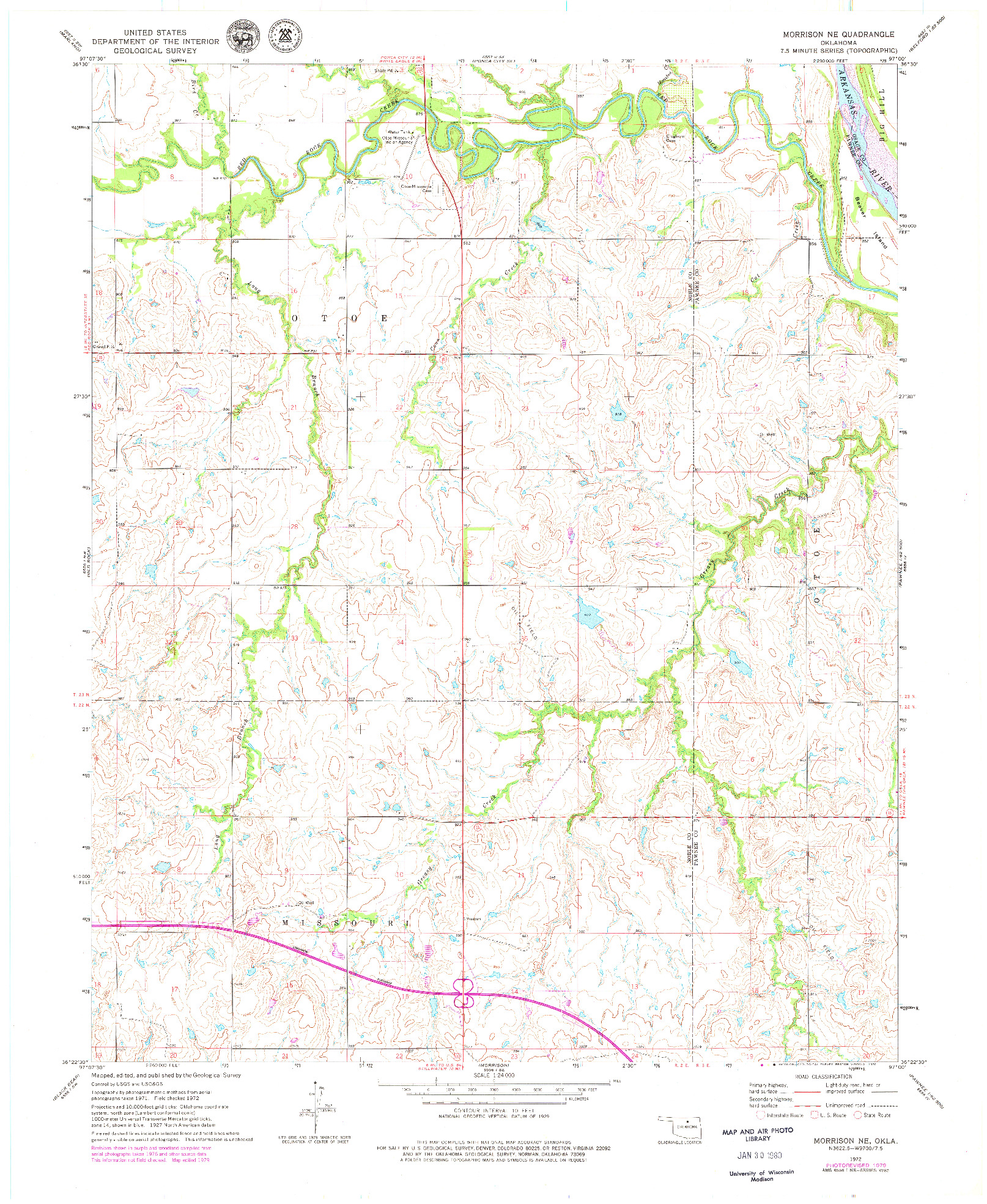 USGS 1:24000-SCALE QUADRANGLE FOR MORRISON NE, OK 1972