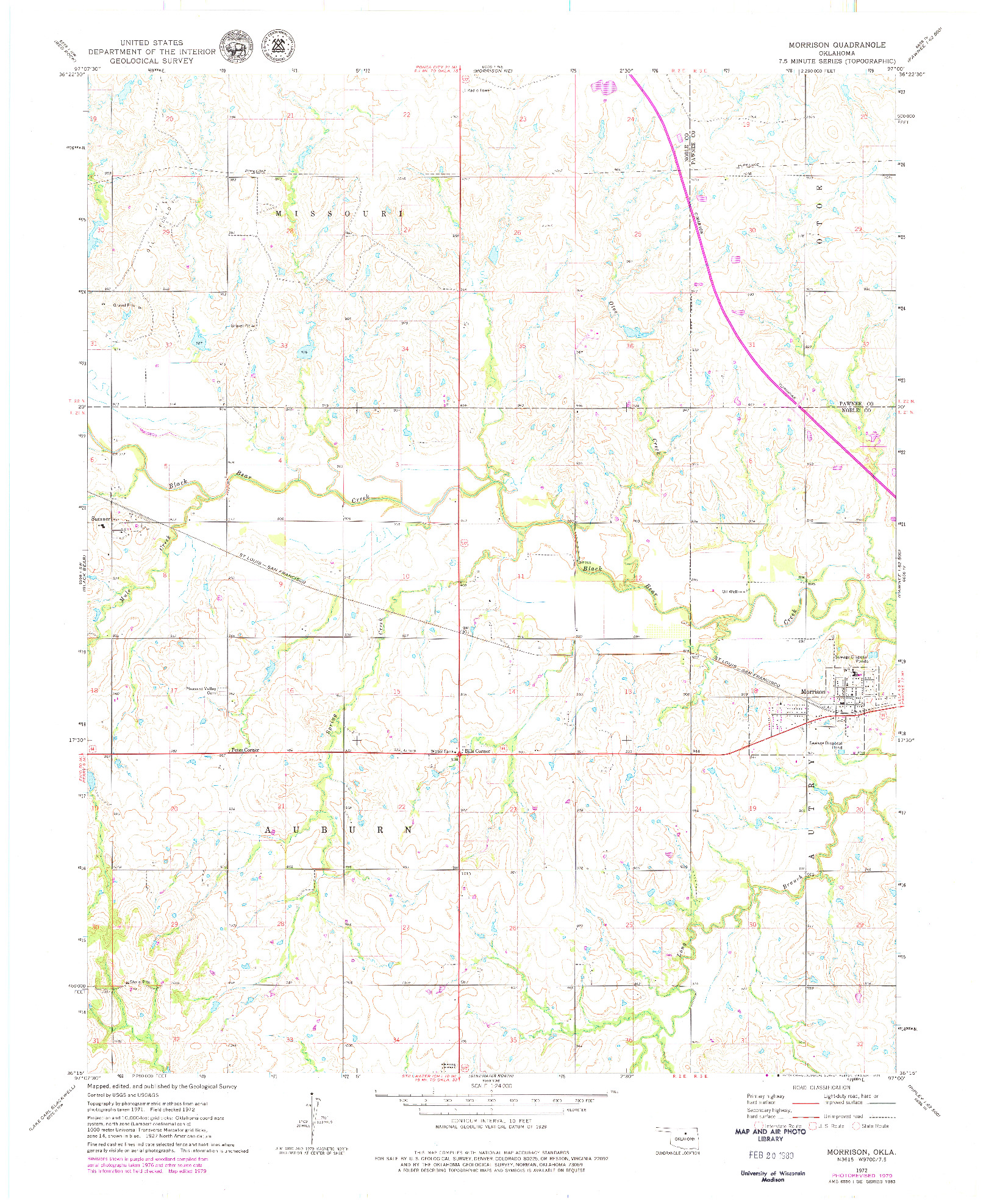 USGS 1:24000-SCALE QUADRANGLE FOR MORRISON, OK 1972