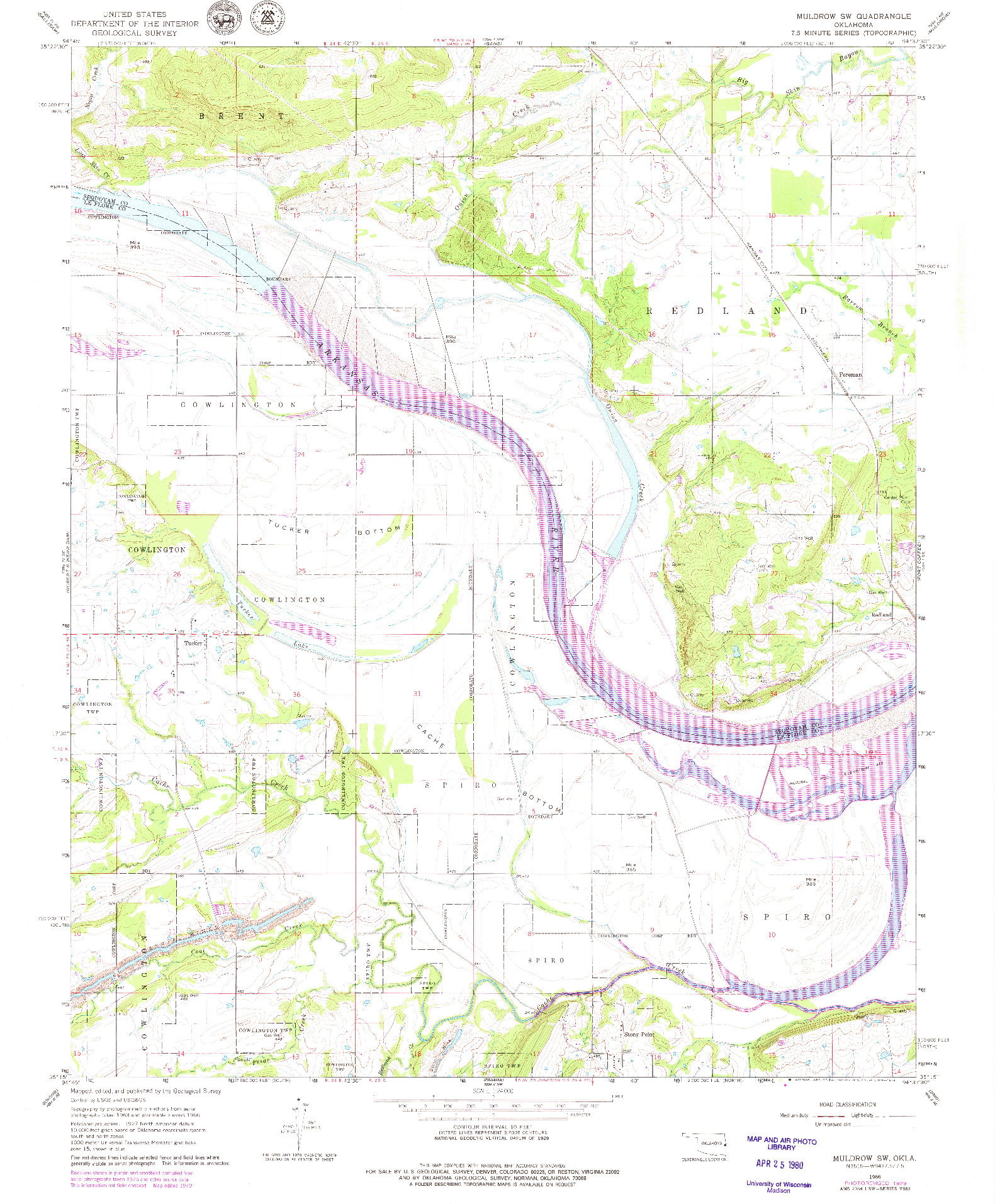 USGS 1:24000-SCALE QUADRANGLE FOR MULDROW SW, OK 1966