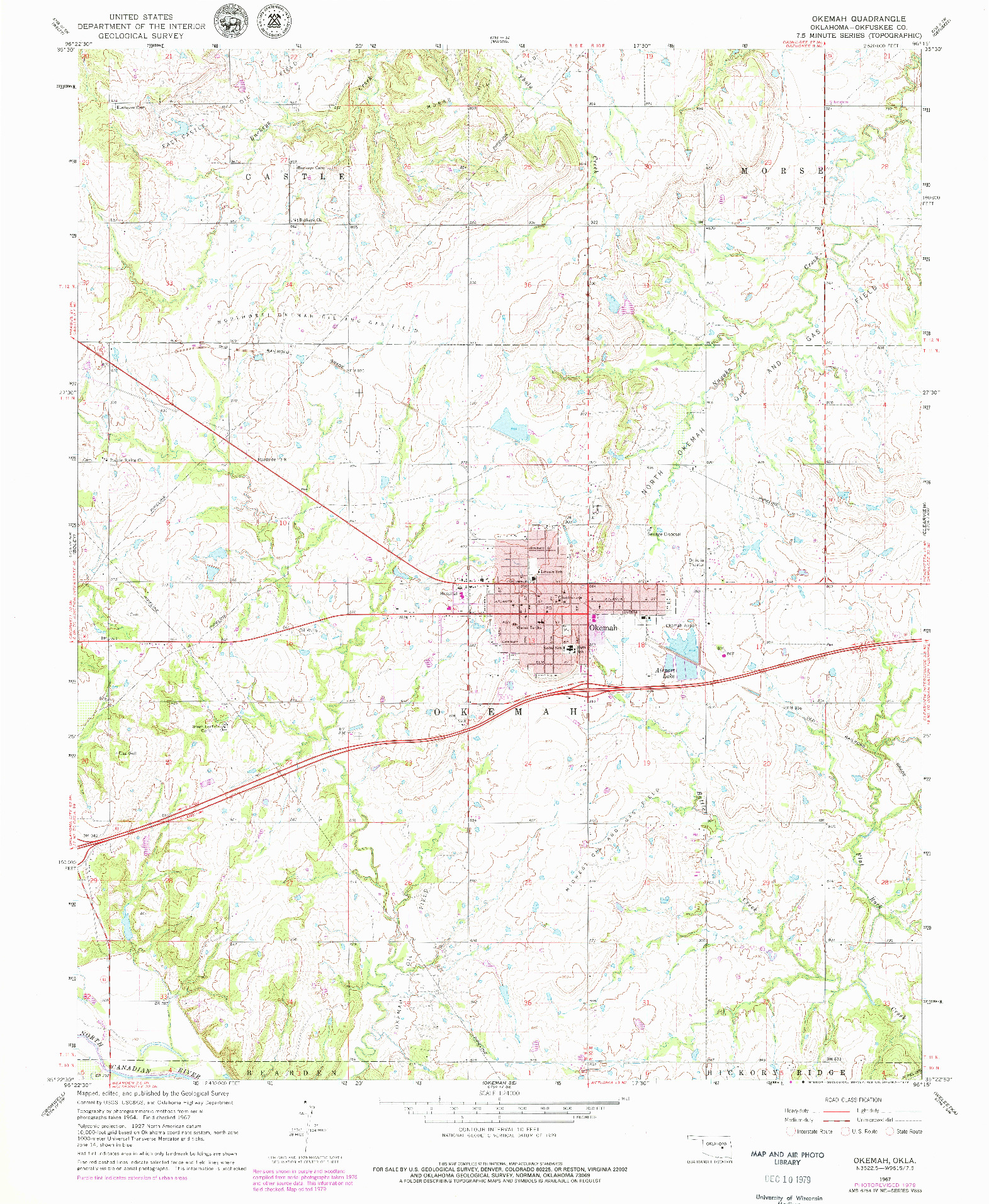 USGS 1:24000-SCALE QUADRANGLE FOR OKEMAH, OK 1967