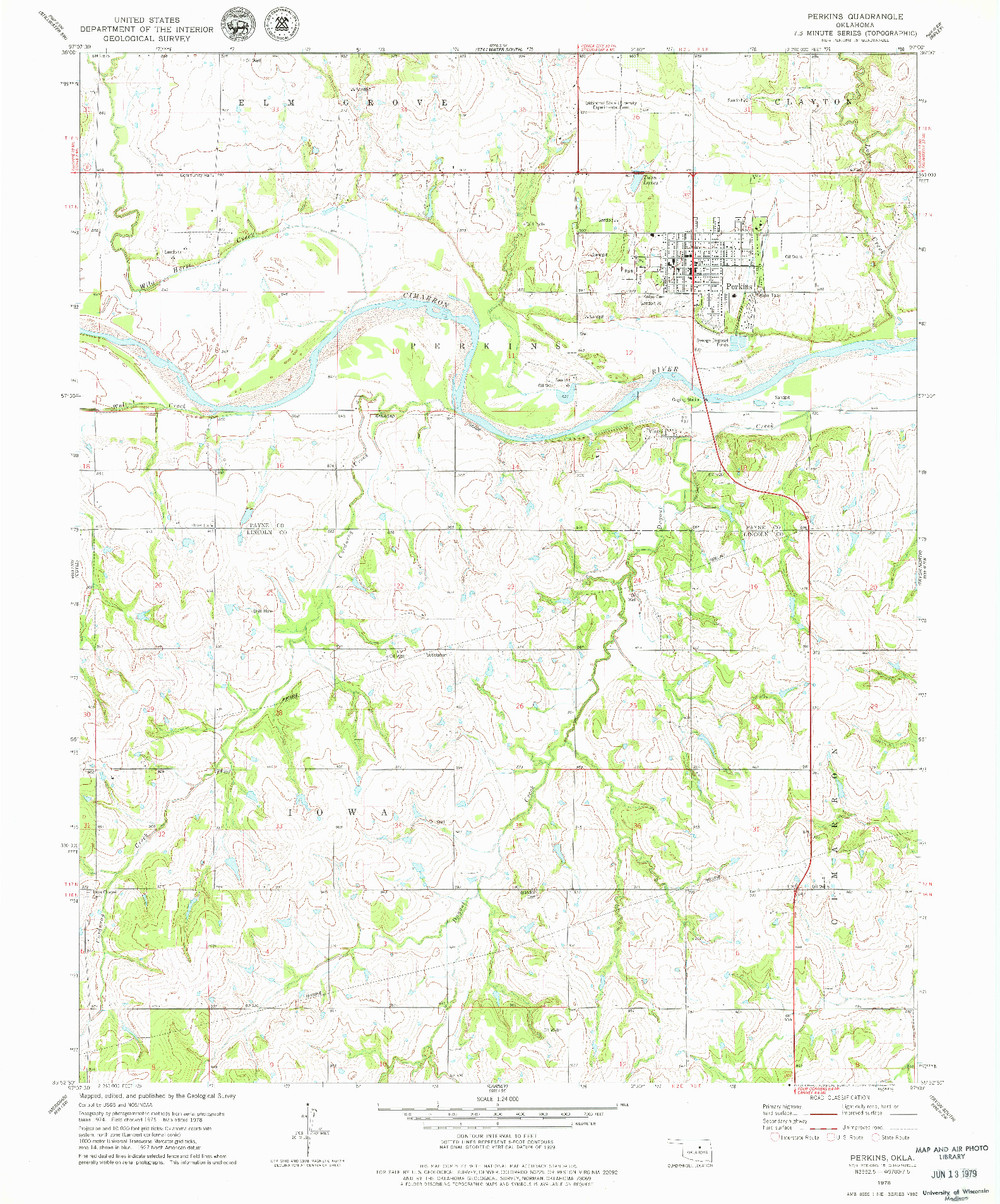 USGS 1:24000-SCALE QUADRANGLE FOR PERKINS, OK 1978