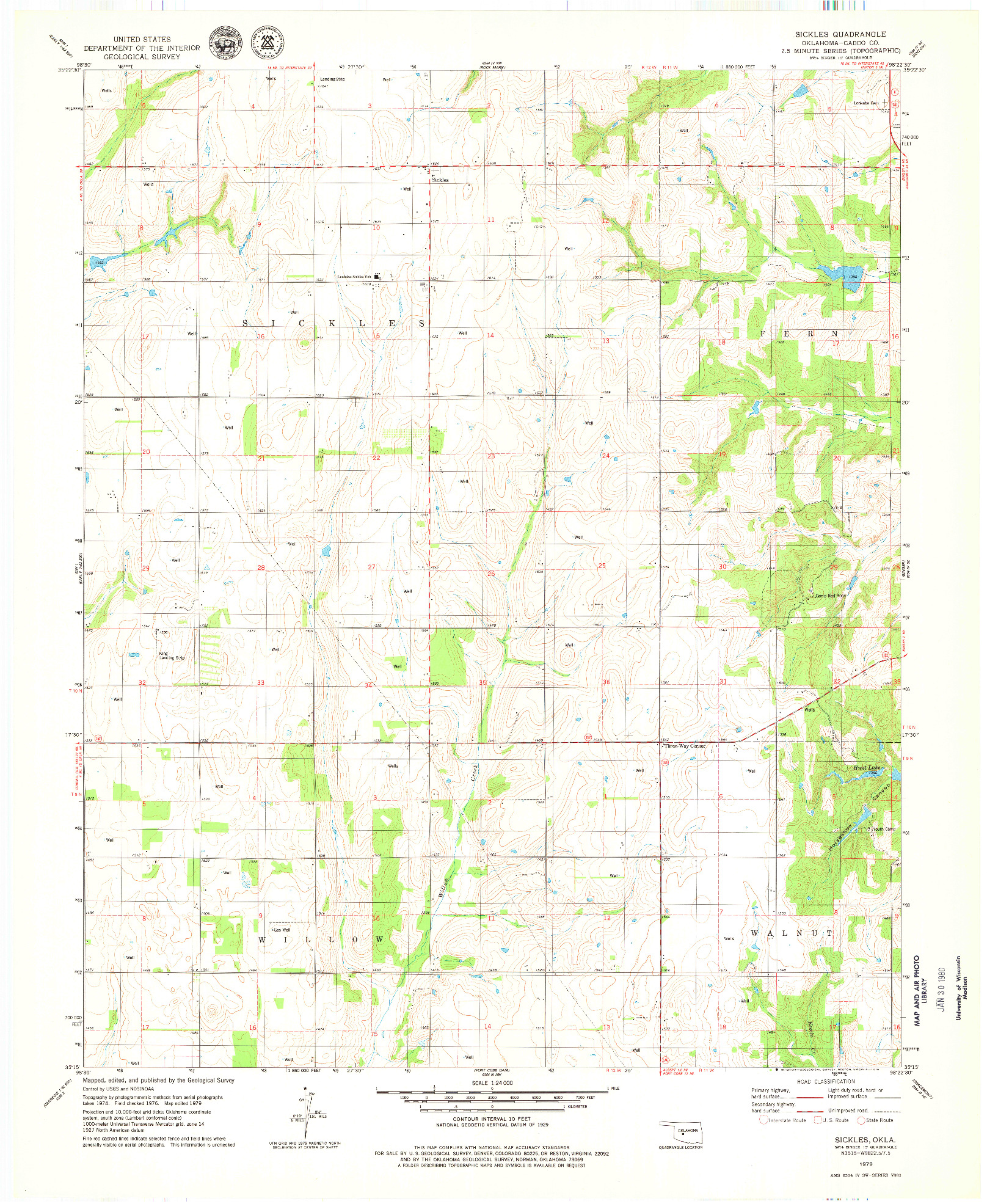 USGS 1:24000-SCALE QUADRANGLE FOR SICKLES, OK 1979