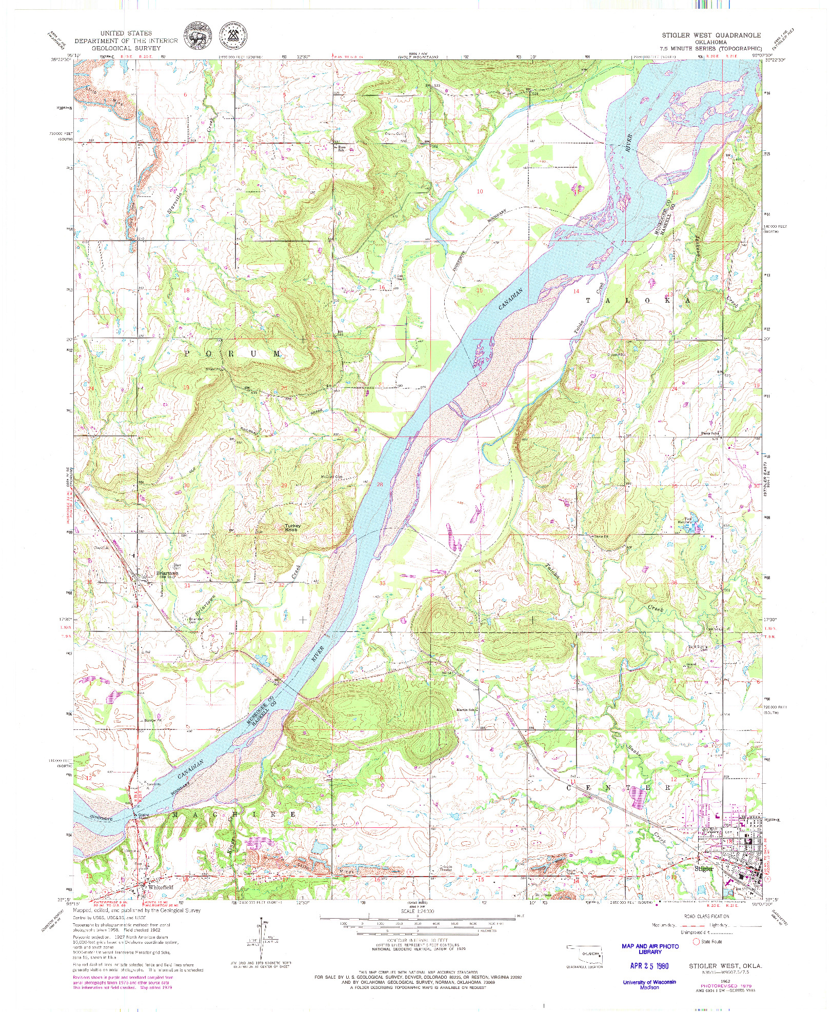 USGS 1:24000-SCALE QUADRANGLE FOR STIGLER WEST, OK 1962