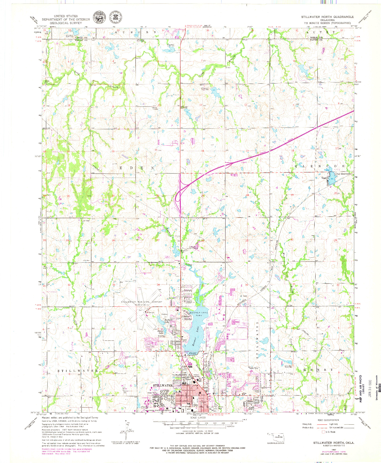 USGS 1:24000-SCALE QUADRANGLE FOR STILLWATER NORTH, OK 1967