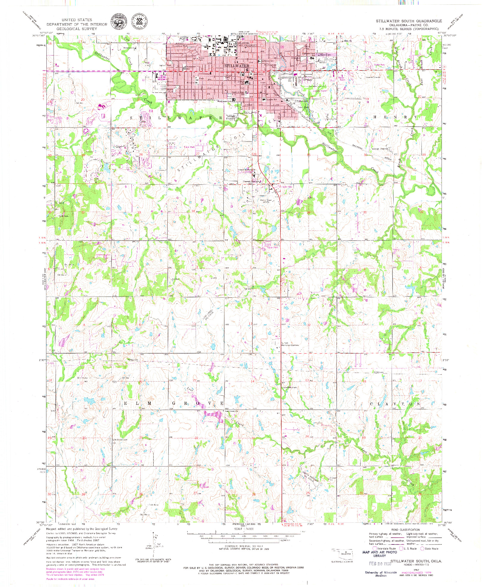 USGS 1:24000-SCALE QUADRANGLE FOR STILLWATER SOUTH, OK 1967