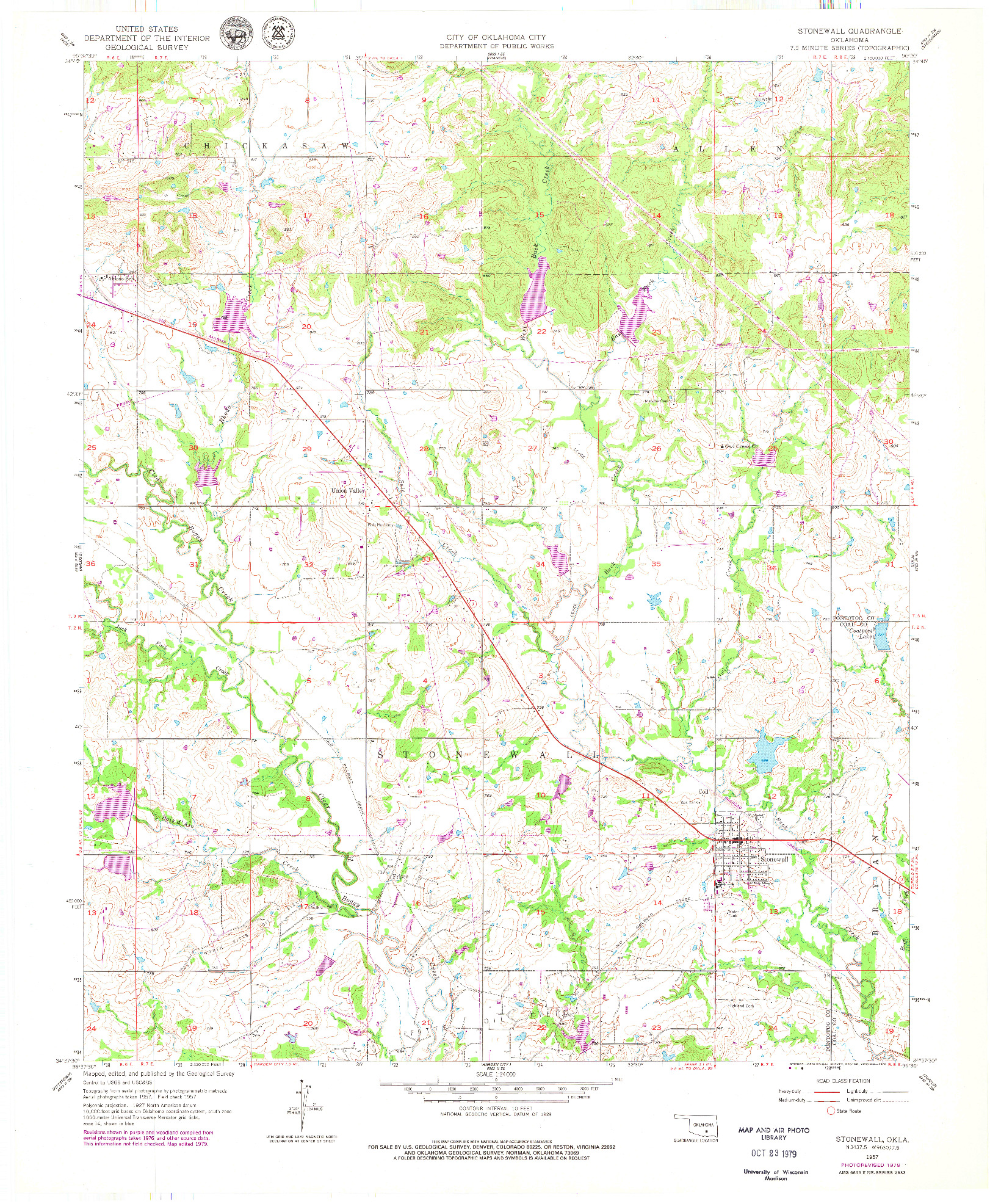 USGS 1:24000-SCALE QUADRANGLE FOR STONEWALL, OK 1957