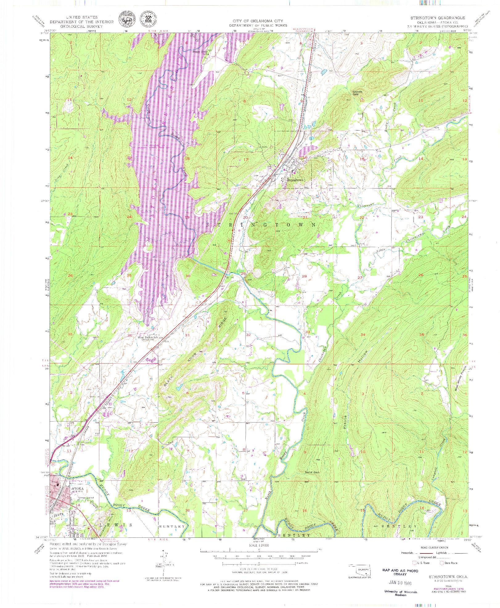 USGS 1:24000-SCALE QUADRANGLE FOR STRINGTOWN, OK 1956