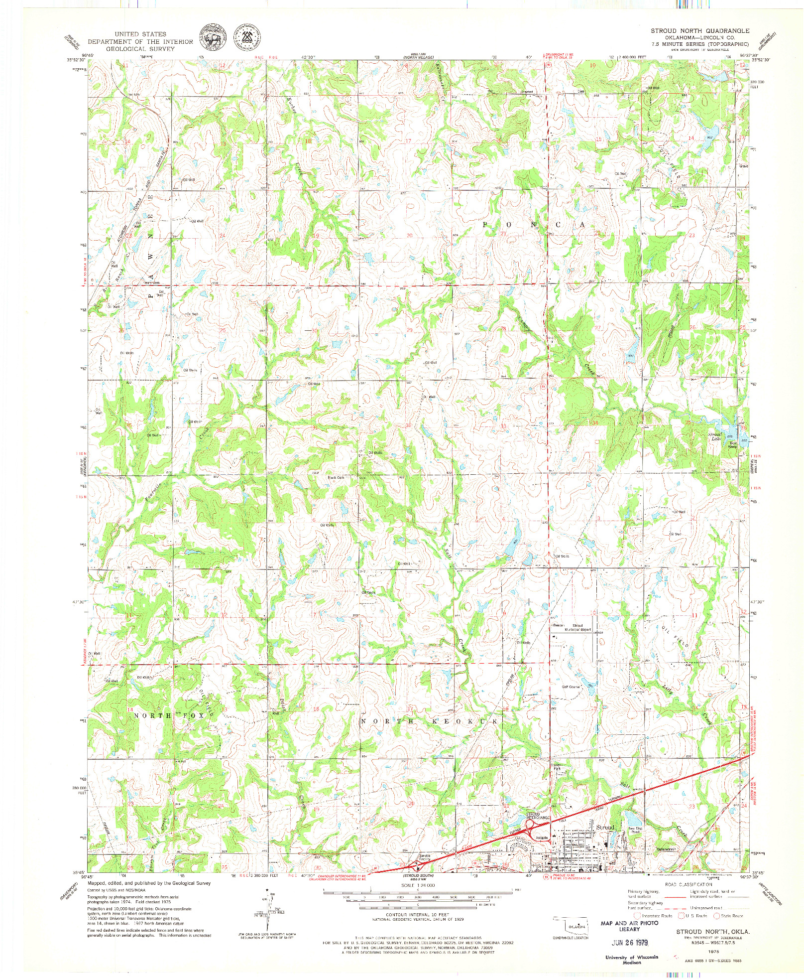 USGS 1:24000-SCALE QUADRANGLE FOR STROUD NORTH, OK 1975