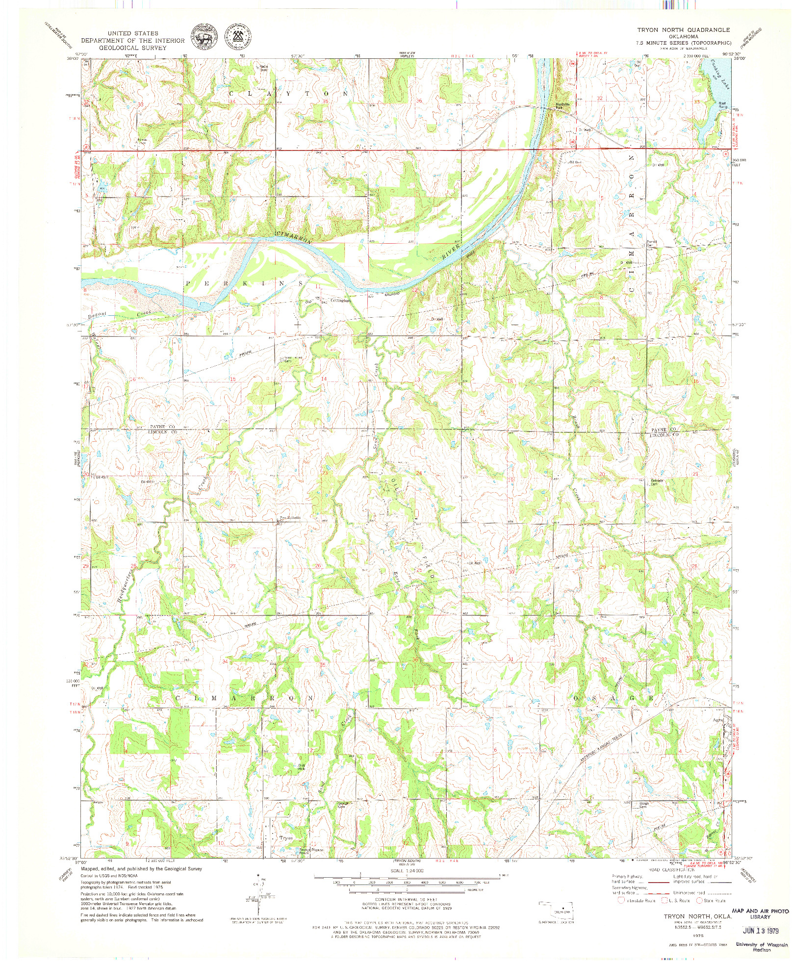 USGS 1:24000-SCALE QUADRANGLE FOR TRYON NORTH, OK 1975