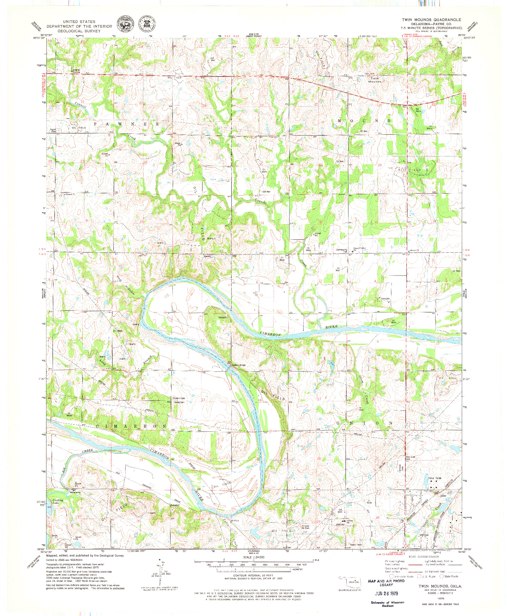 USGS 1:24000-SCALE QUADRANGLE FOR TWIN MOUNDS, OK 1975