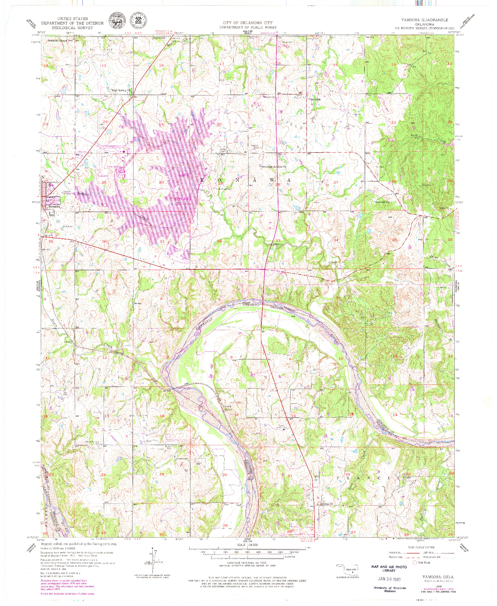 USGS 1:24000-SCALE QUADRANGLE FOR VAMOOSA, OK 1958