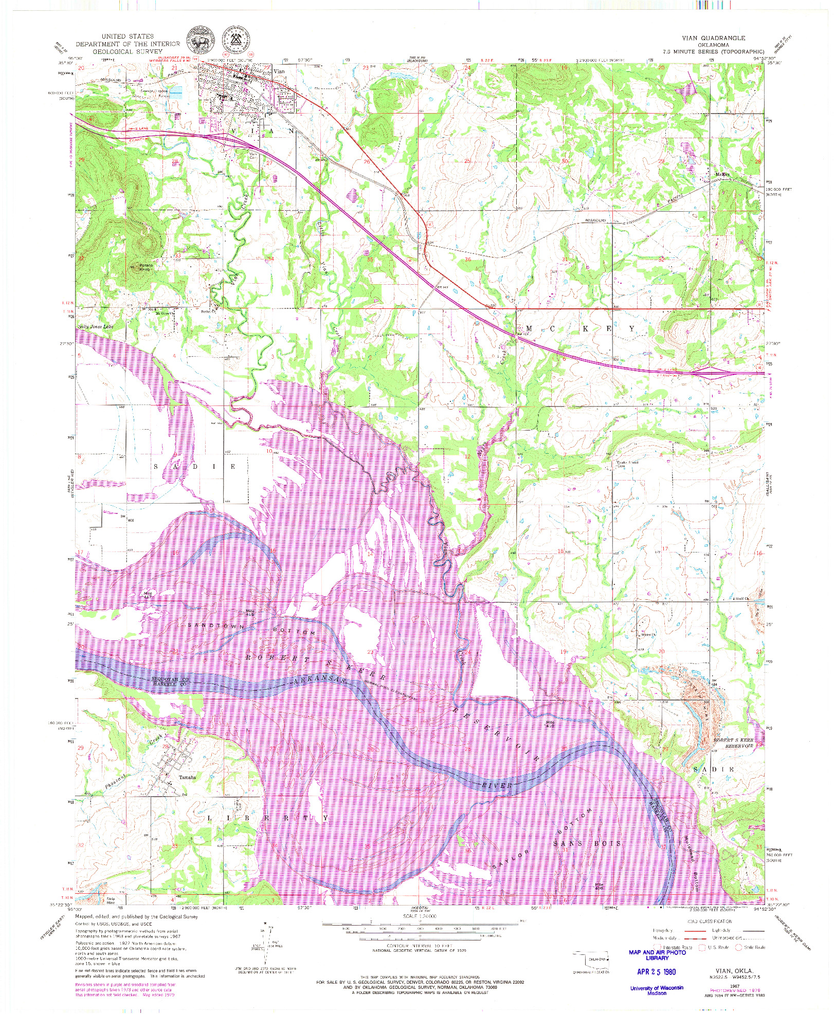 USGS 1:24000-SCALE QUADRANGLE FOR VIAN, OK 1967