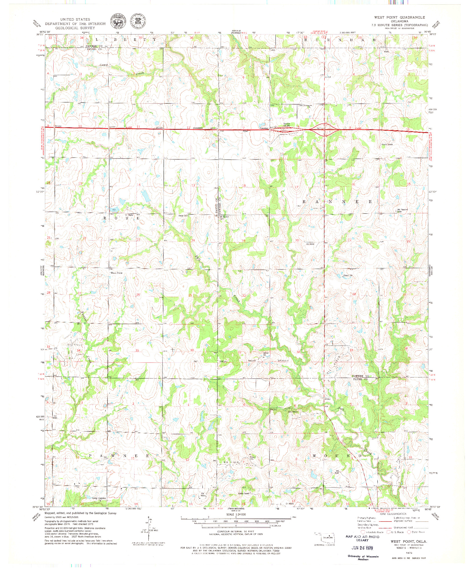 USGS 1:24000-SCALE QUADRANGLE FOR WEST POINT, OK 1975