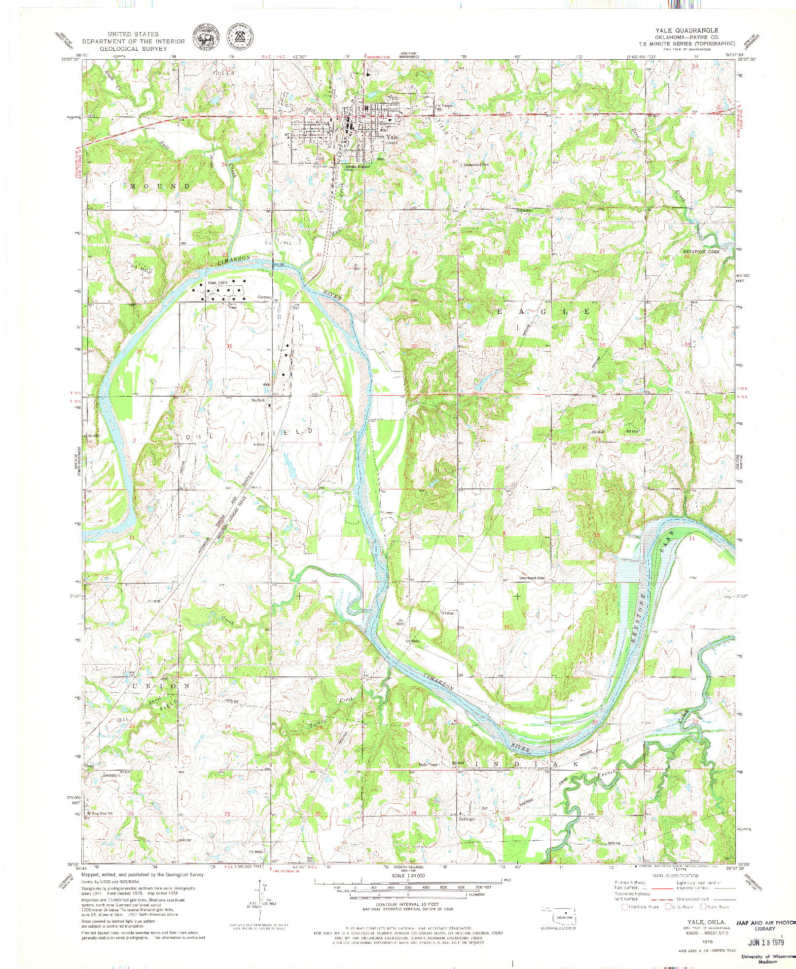 USGS 1:24000-SCALE QUADRANGLE FOR YALE, OK 1978