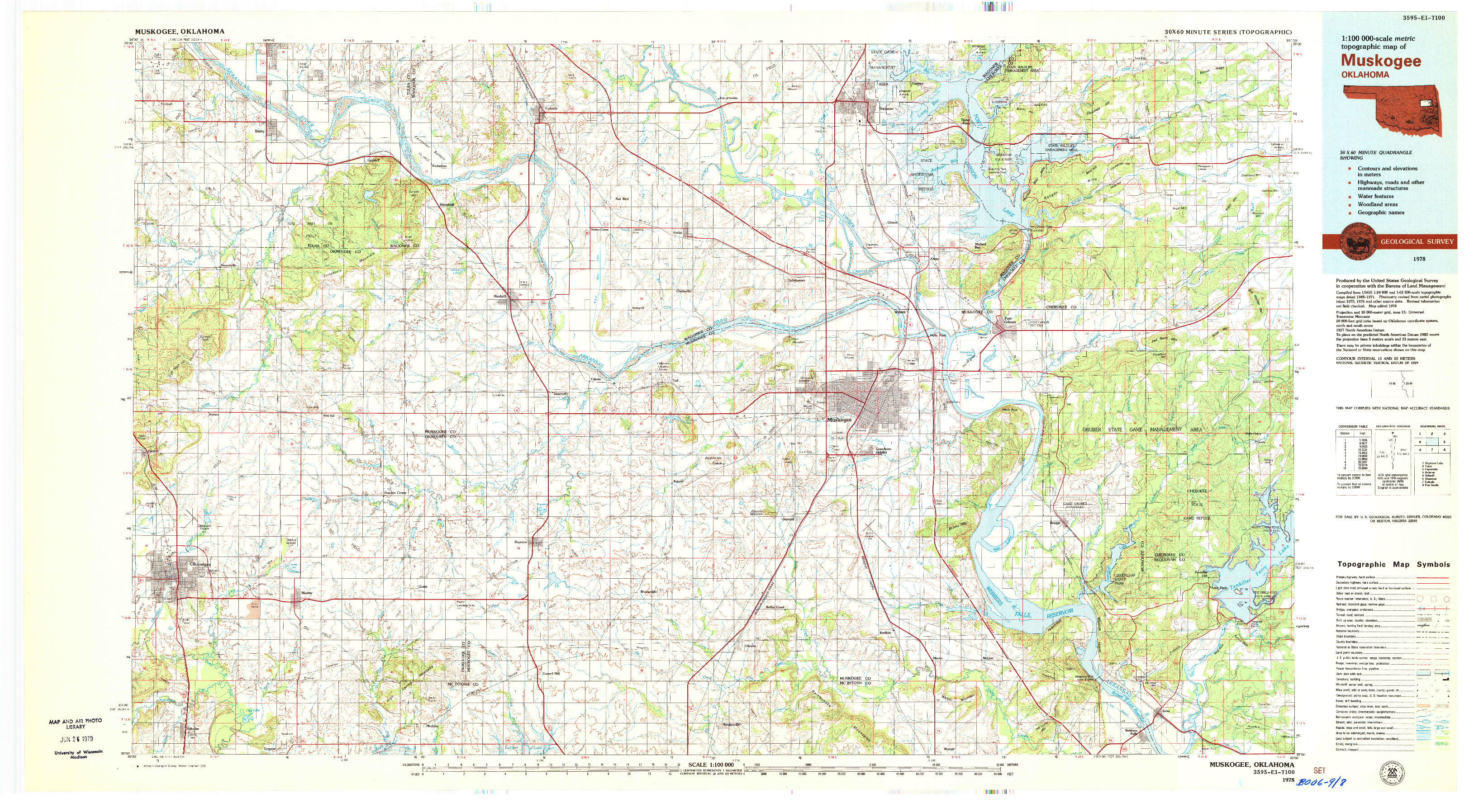 USGS 1:100000-SCALE QUADRANGLE FOR MUSKOGEE, OK 1978