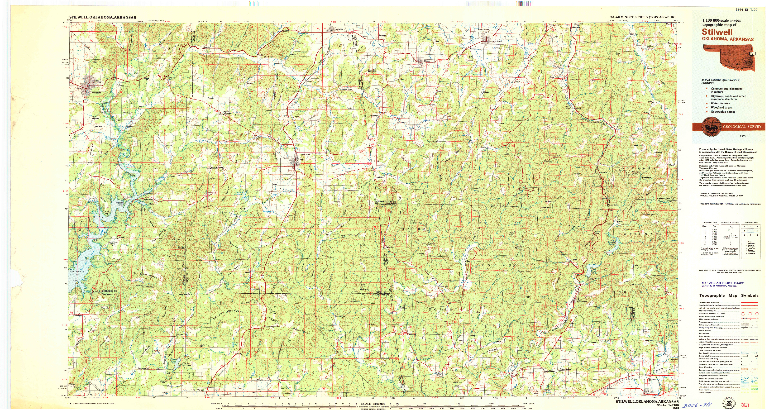 USGS 1:100000-SCALE QUADRANGLE FOR STILWELL, OK 1978