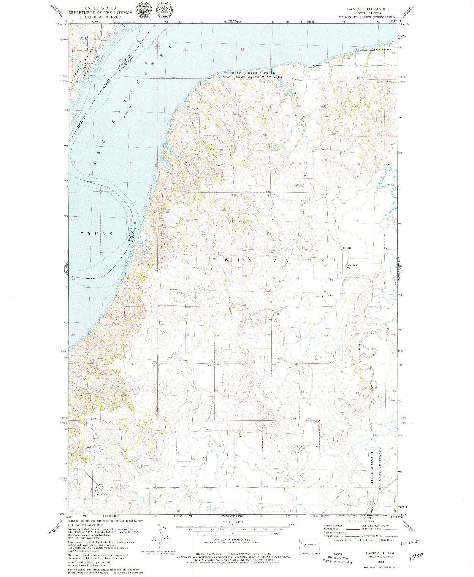 USGS 1:24000-SCALE QUADRANGLE FOR BANKS, ND 1978