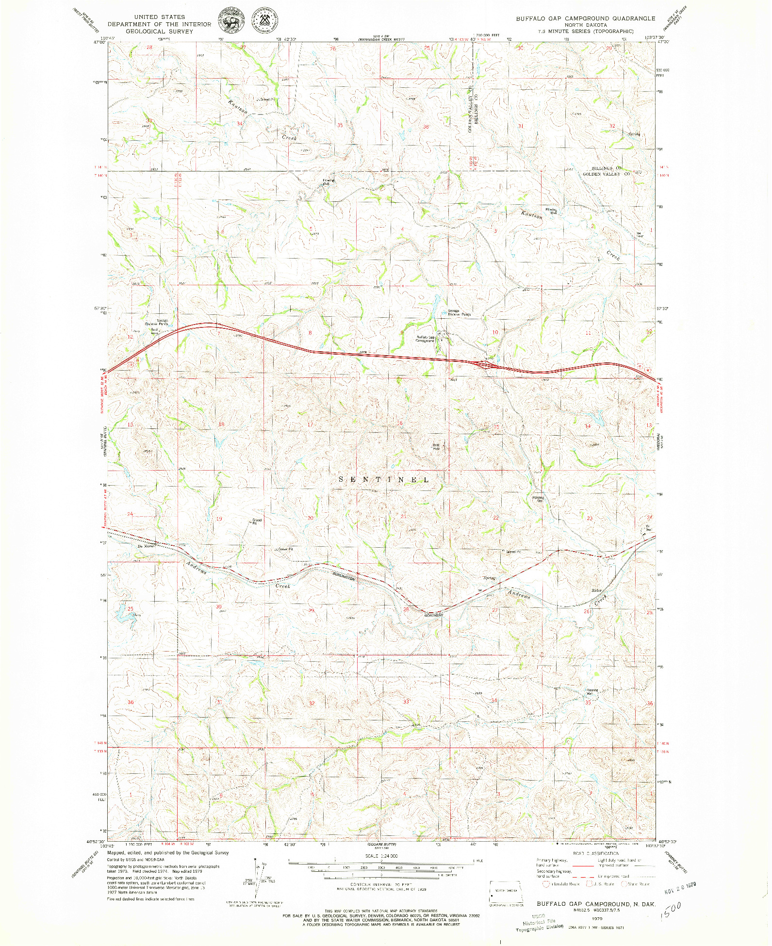 USGS 1:24000-SCALE QUADRANGLE FOR BUFFALO GAP CAMPGROUND, ND 1979