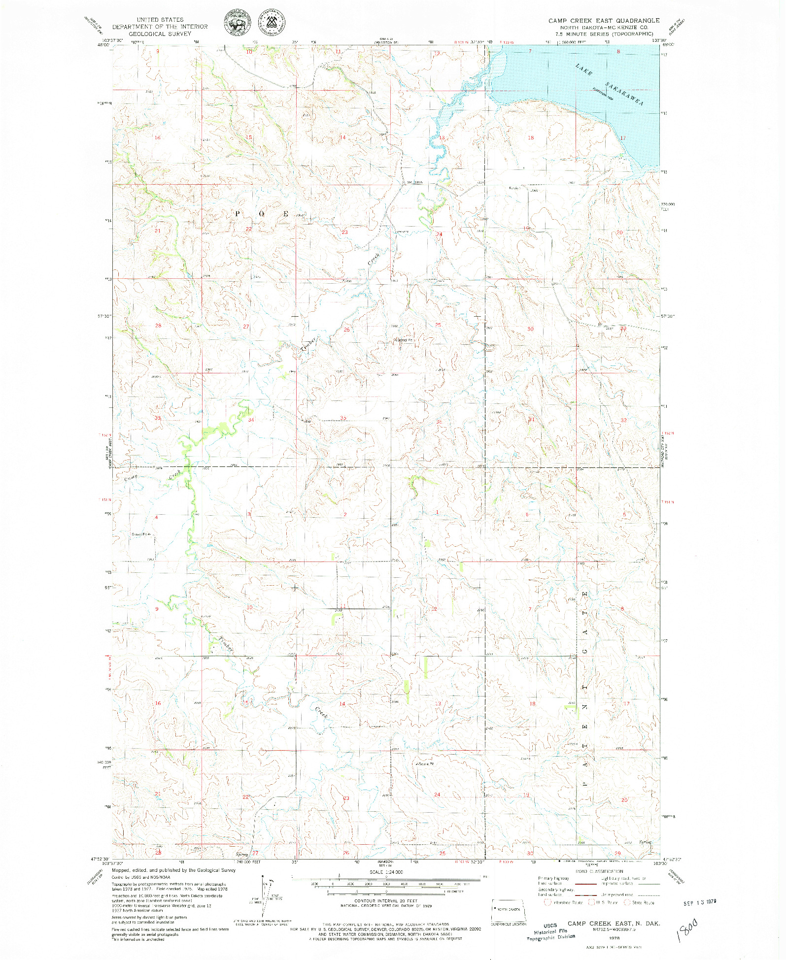 USGS 1:24000-SCALE QUADRANGLE FOR CAMP CREEK EAST, ND 1978