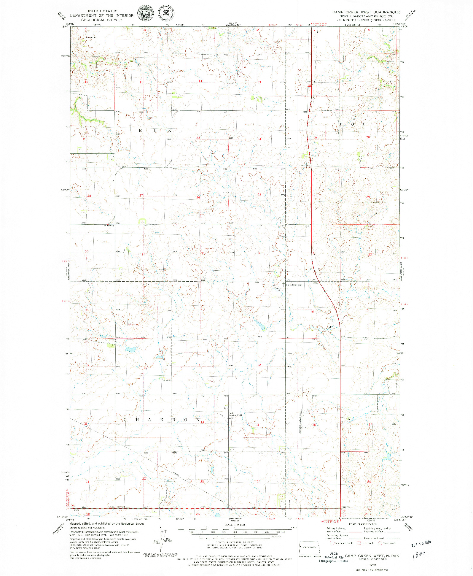 USGS 1:24000-SCALE QUADRANGLE FOR CAMP CREEK WEST, ND 1978